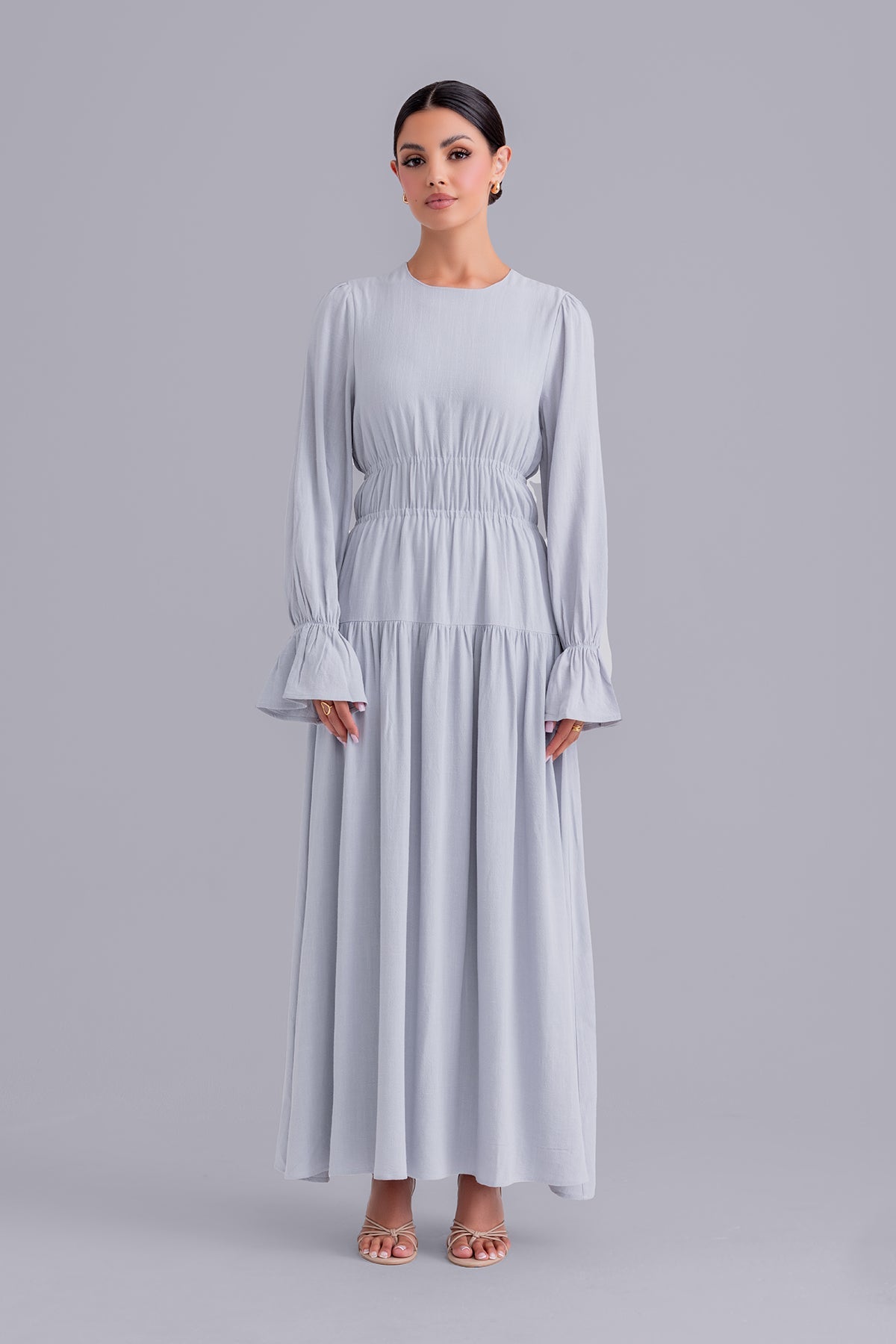 Long sleeve linen maxi dress deals