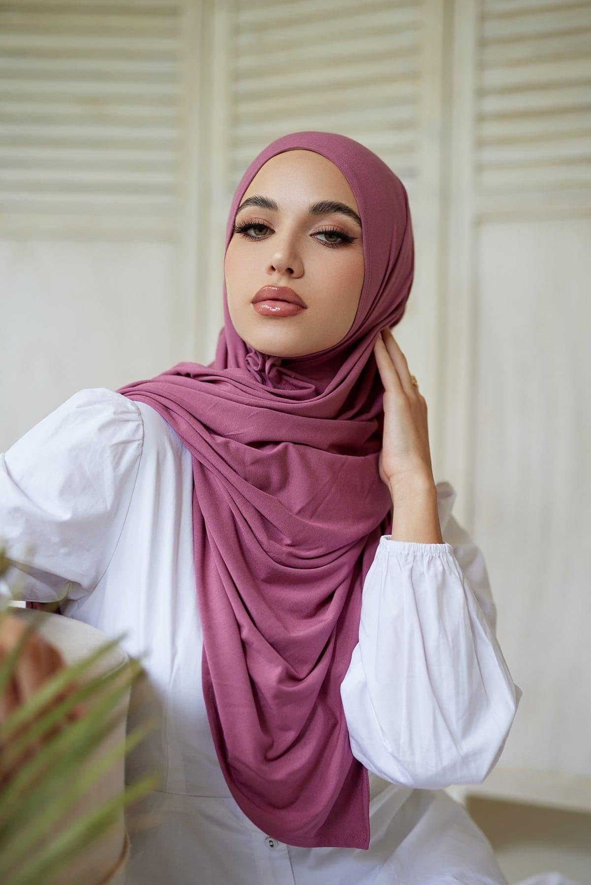 Twin Veil Premium Matching Jersey Hijab Set - Very Berry