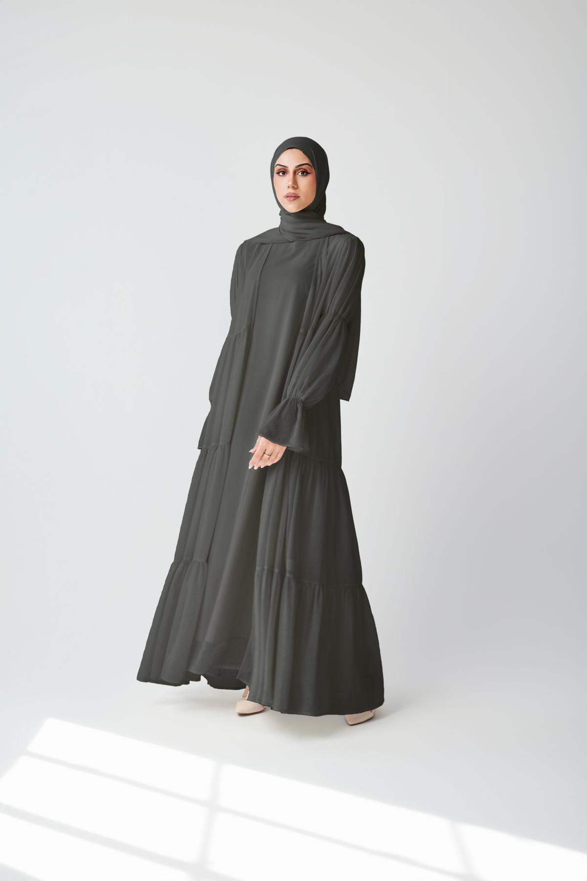 Bohemian Abaya Set - Black