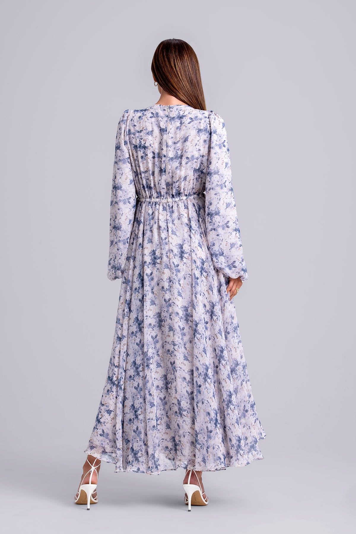 Lara Floral Long Sleeve Maxi Dress- Indigo Boquet