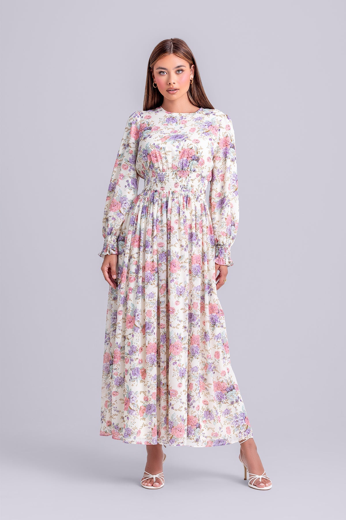 Esra Floral Smocked Maxi Dress- Floral Heaven