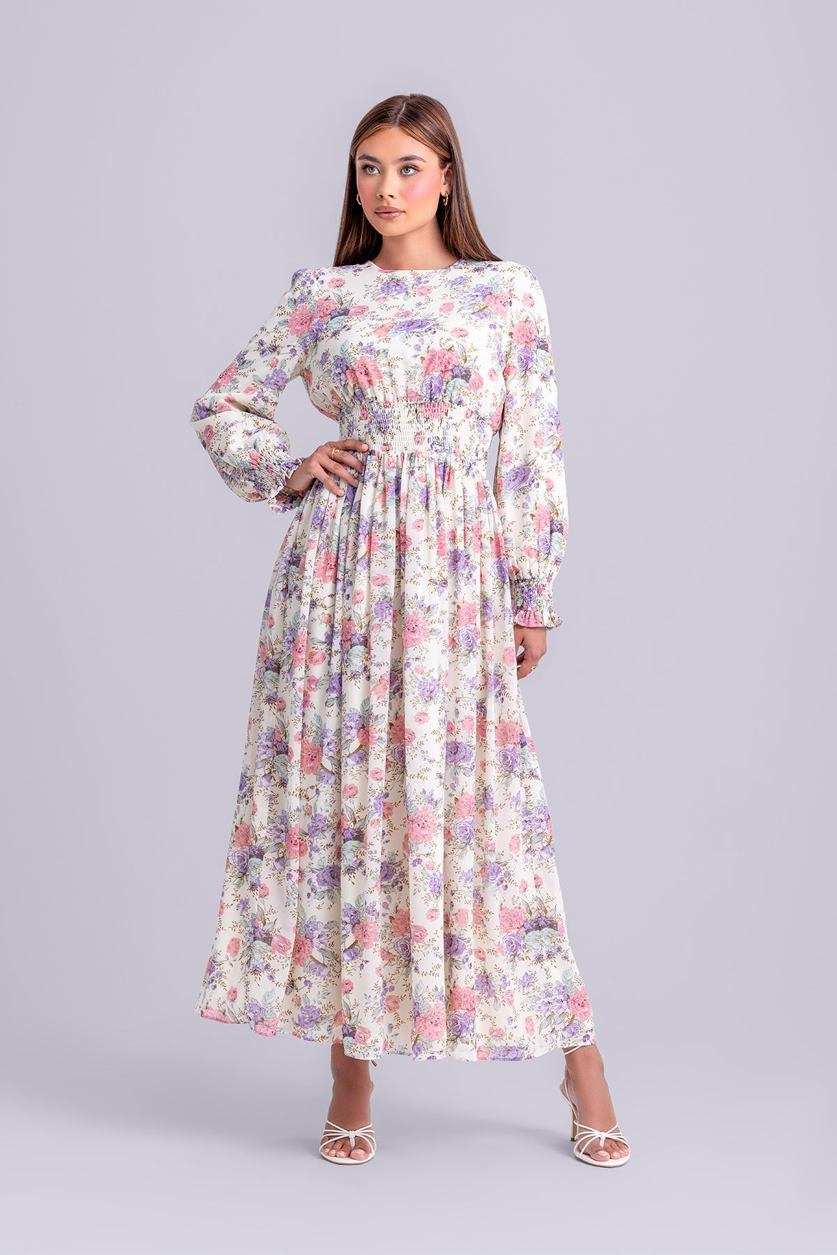 Esra Floral Smocked Maxi Dress- Floral Heaven