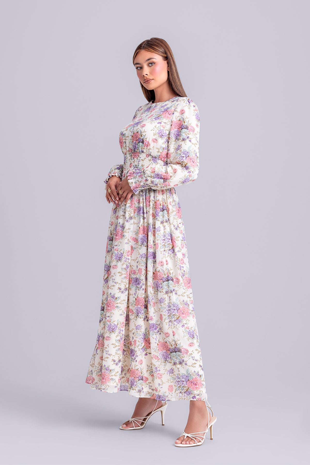 Esra Floral Smocked Maxi Dress- Floral Heaven