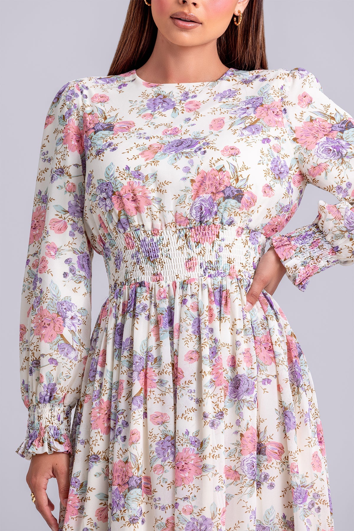 Esra Floral Smocked Maxi Dress- Floral Heaven