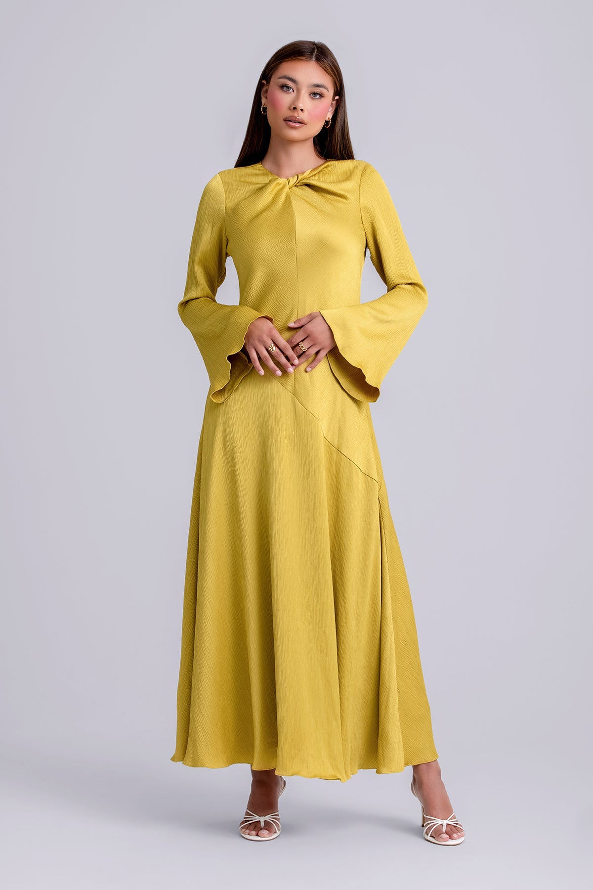 Irva Long Sleeve Maxi Dress- Moss