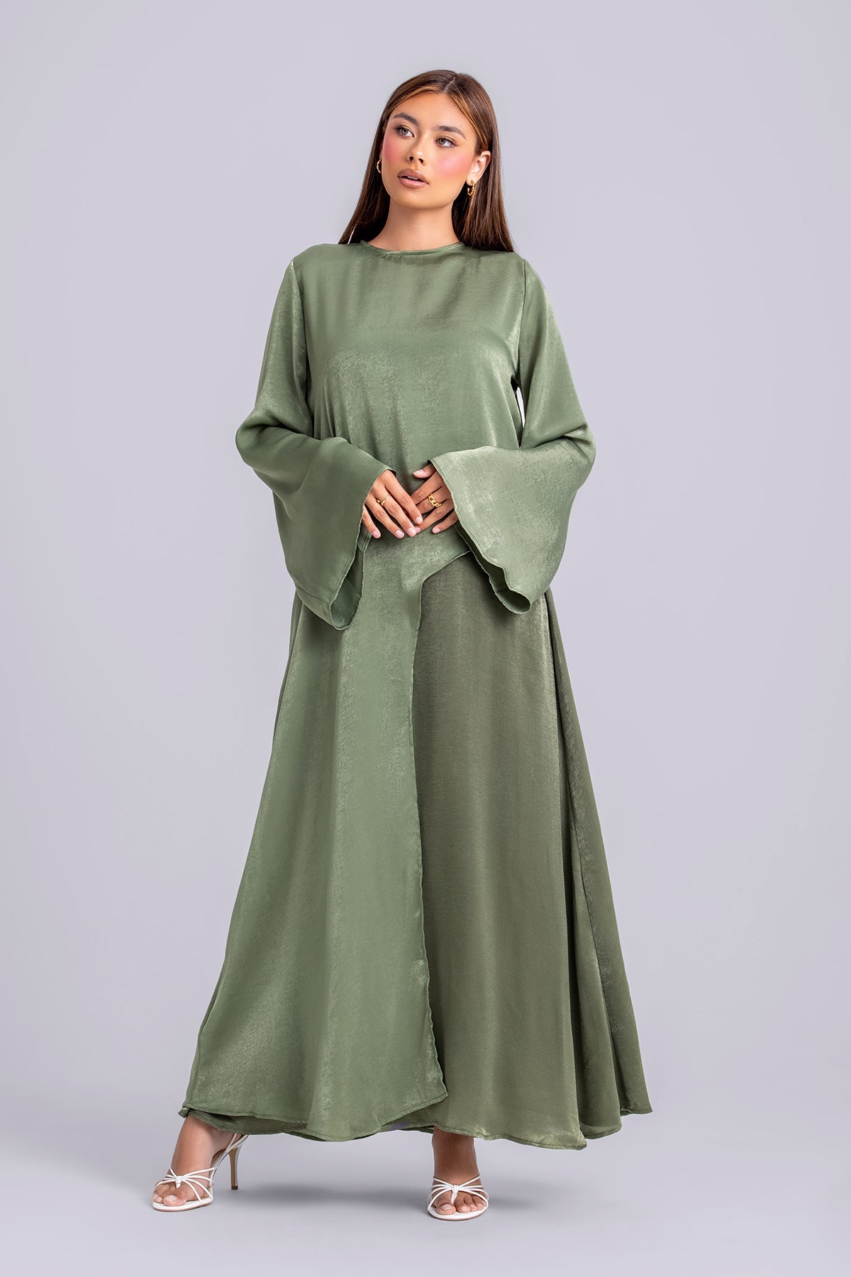 Zahra Two Piece Abaya Set- Forest Green