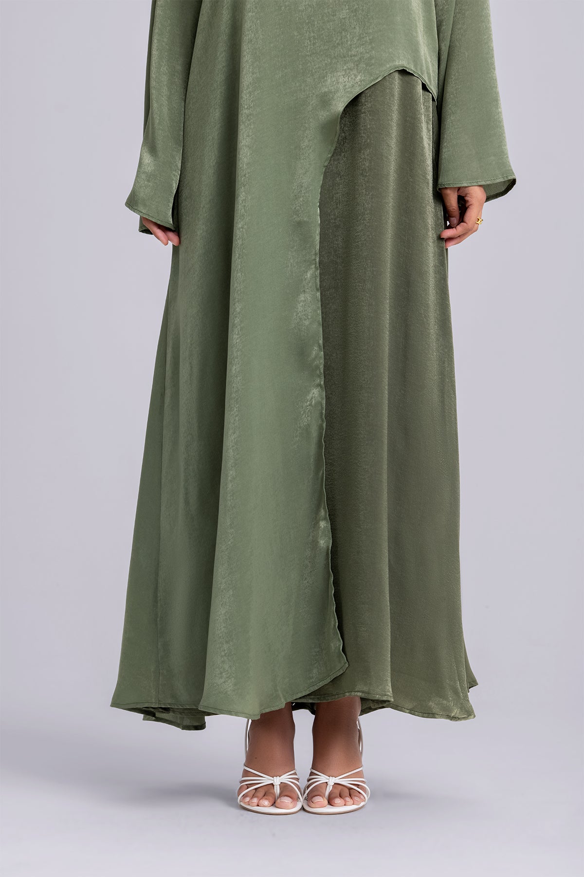 Zahra Two Piece Abaya Set- Forest Green