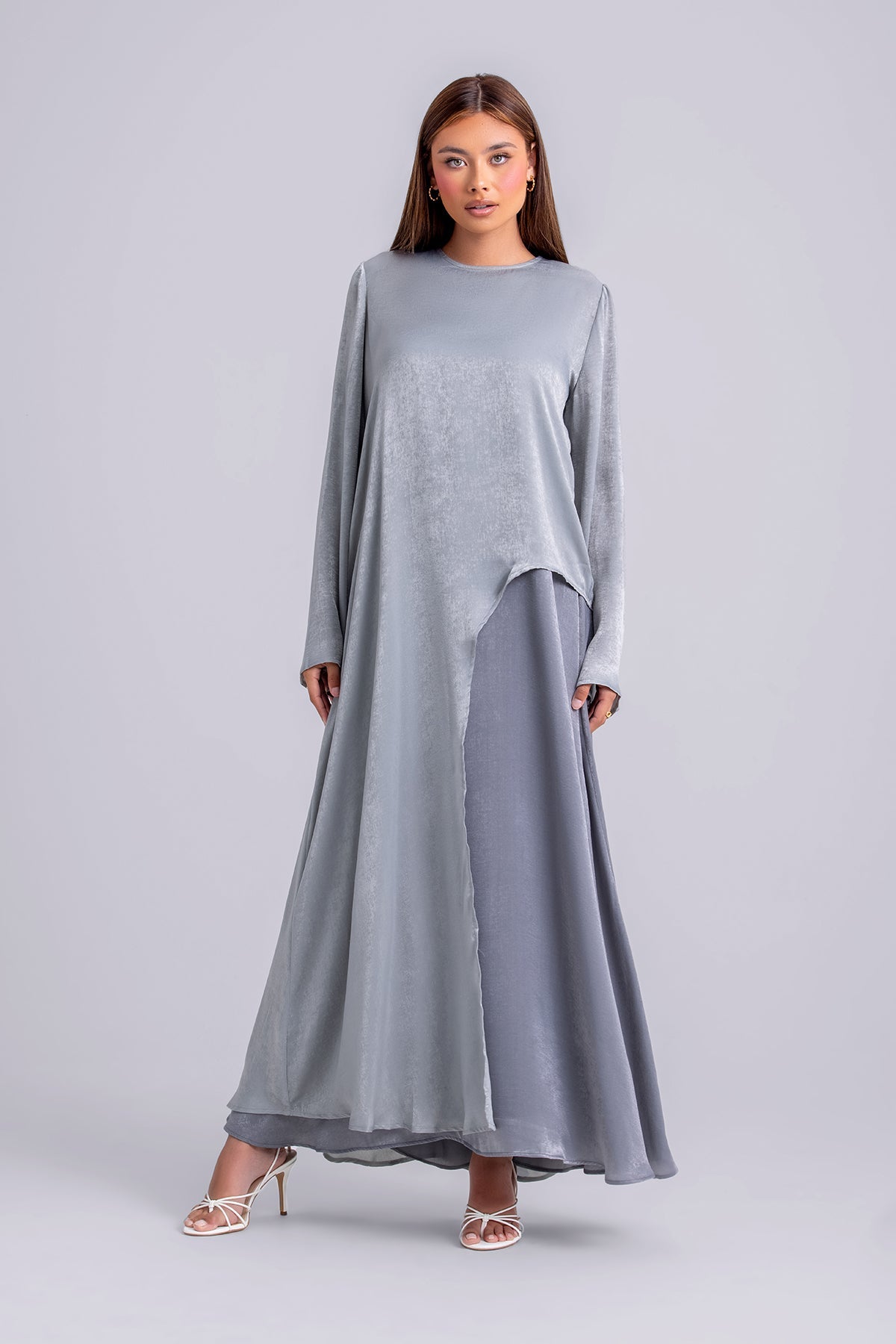 Zahra Two Piece Abaya Set- Misty Sapphire