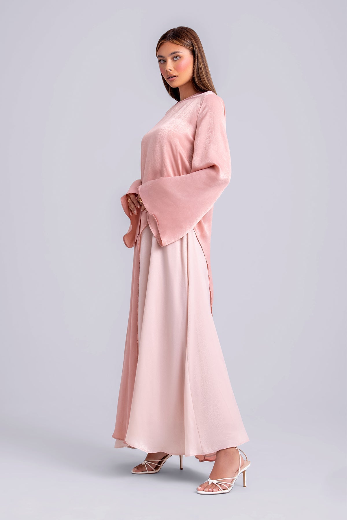 Zahra Two Piece Abaya Set- Think Pink