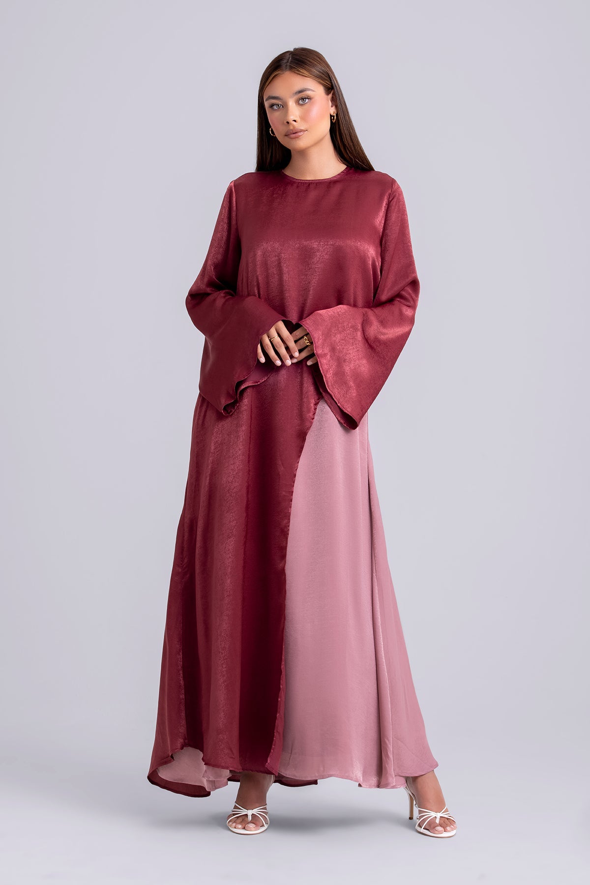 Zahra Two Piece Abaya Set- Maroon Spice