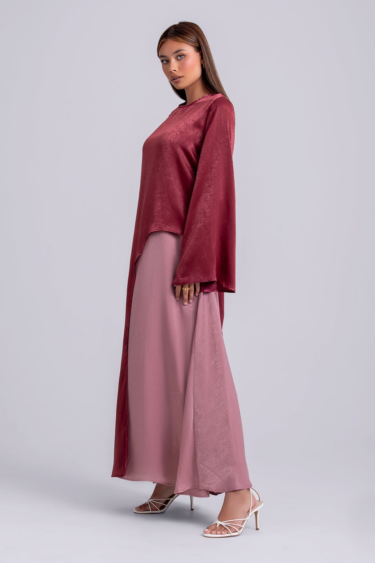 Zahra Two Piece Abaya Set- Maroon Spice