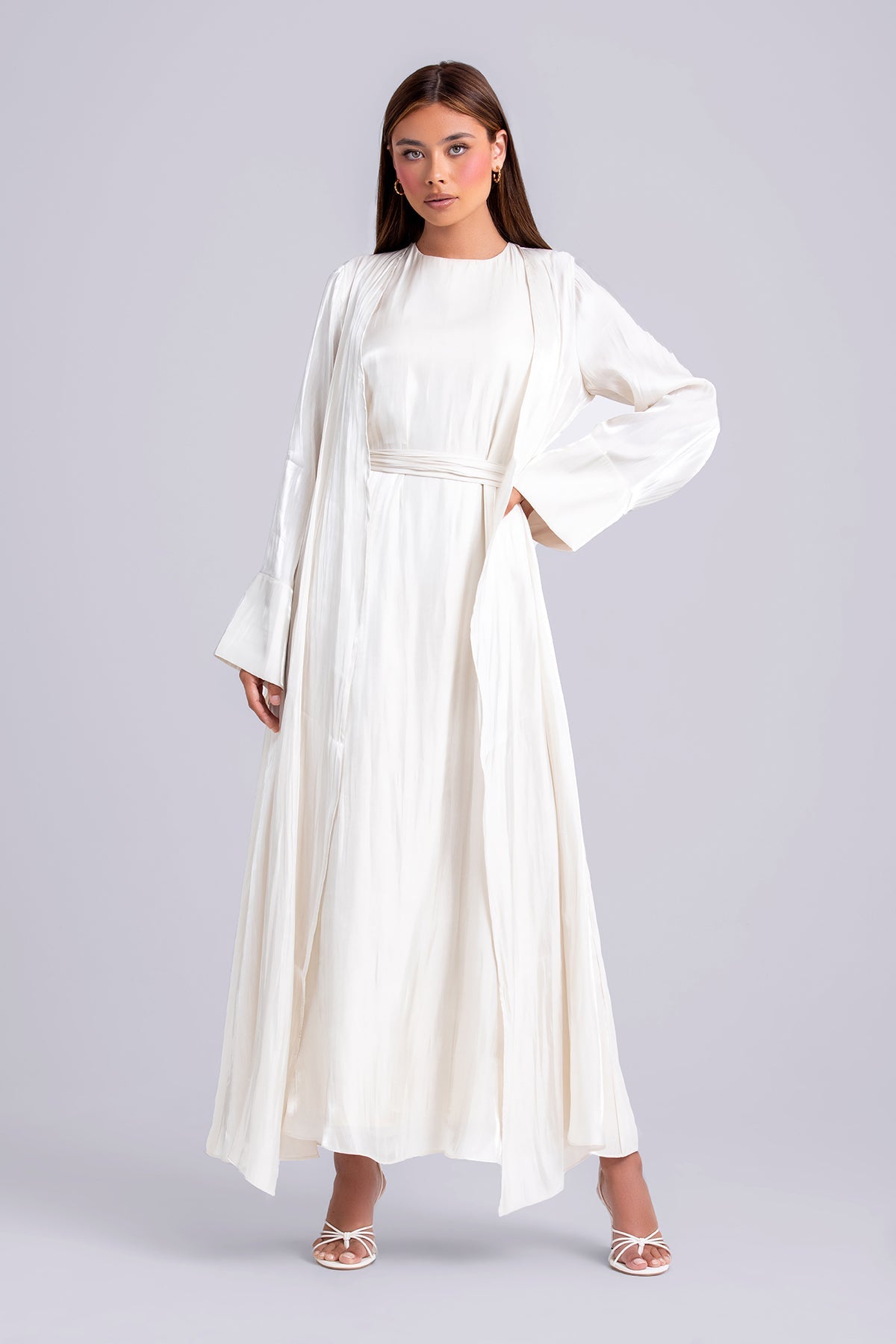 Nora Two Piece Abaya Set- Ivory