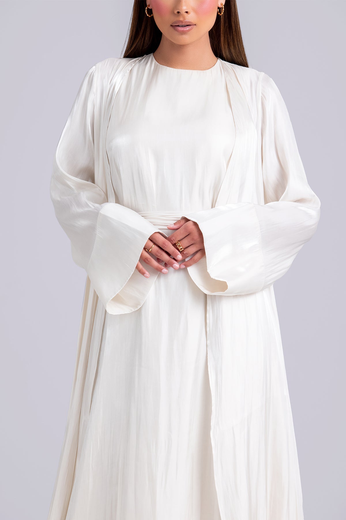 Nora Two Piece Abaya Set- Ivory