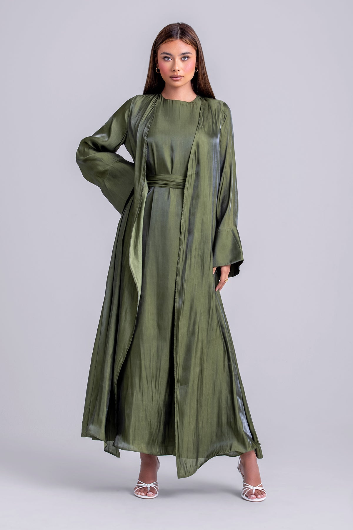 Nora Two Piece Abaya Set- Moss