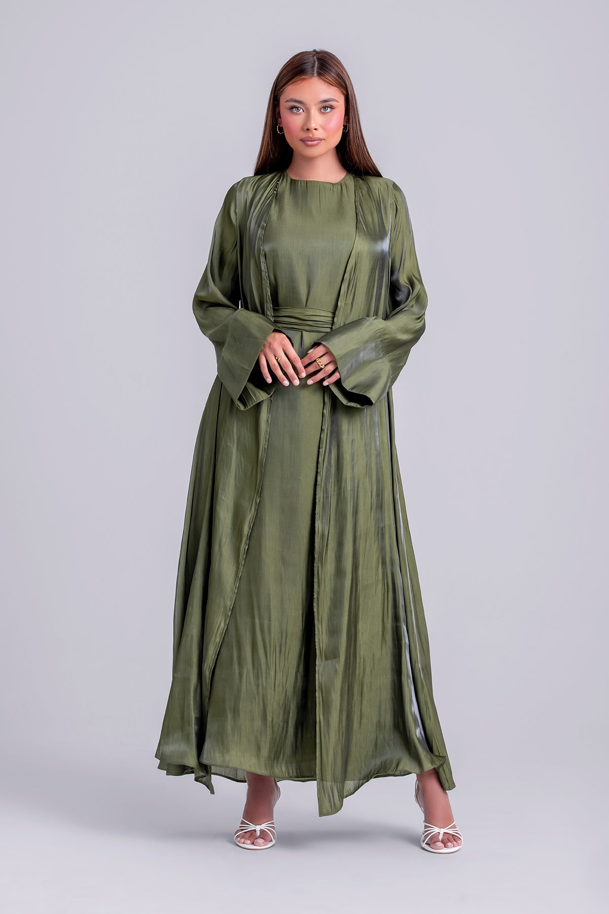 Nora Two Piece Abaya Set- Moss