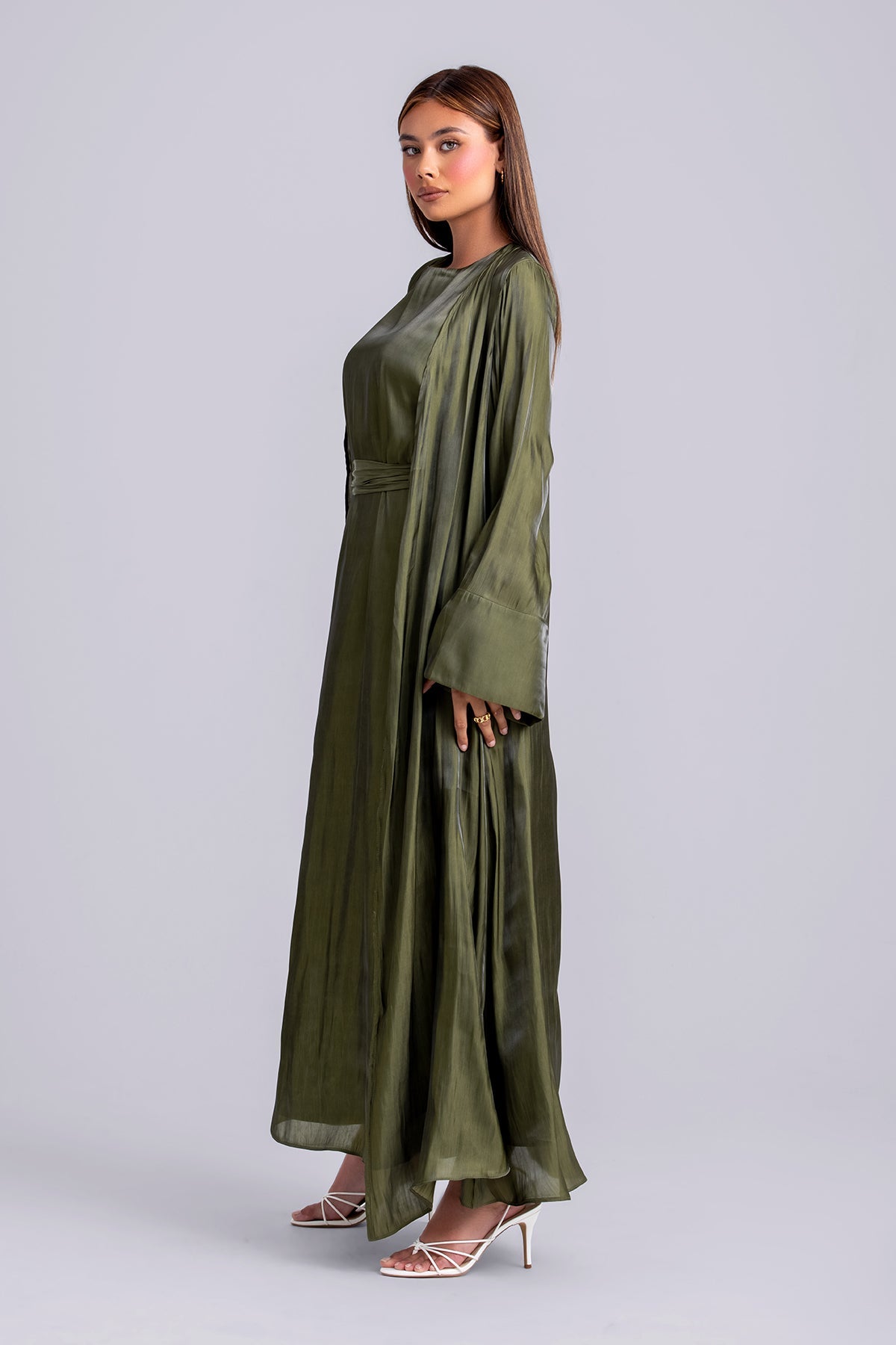 Nora Two Piece Abaya Set- Moss