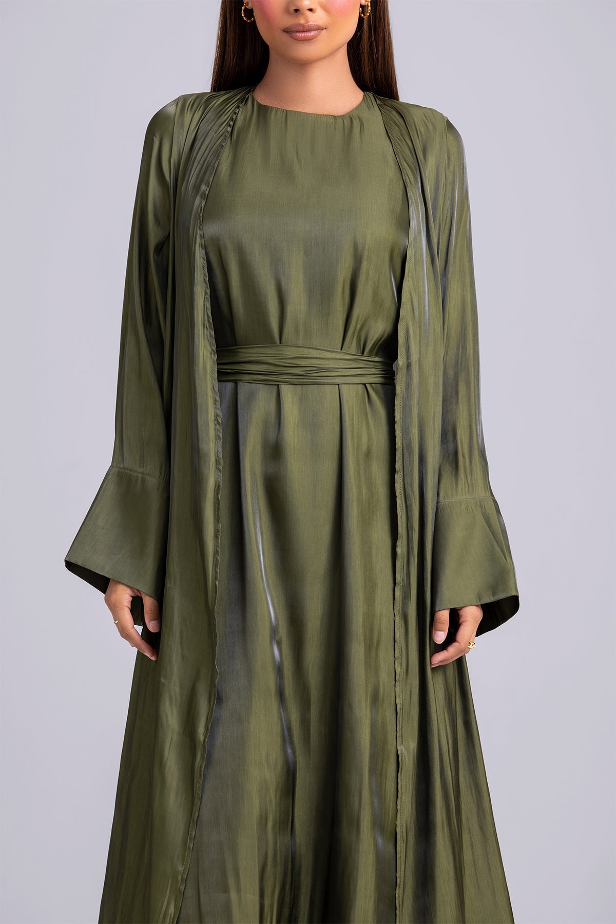 Nora Two Piece Abaya Set- Moss