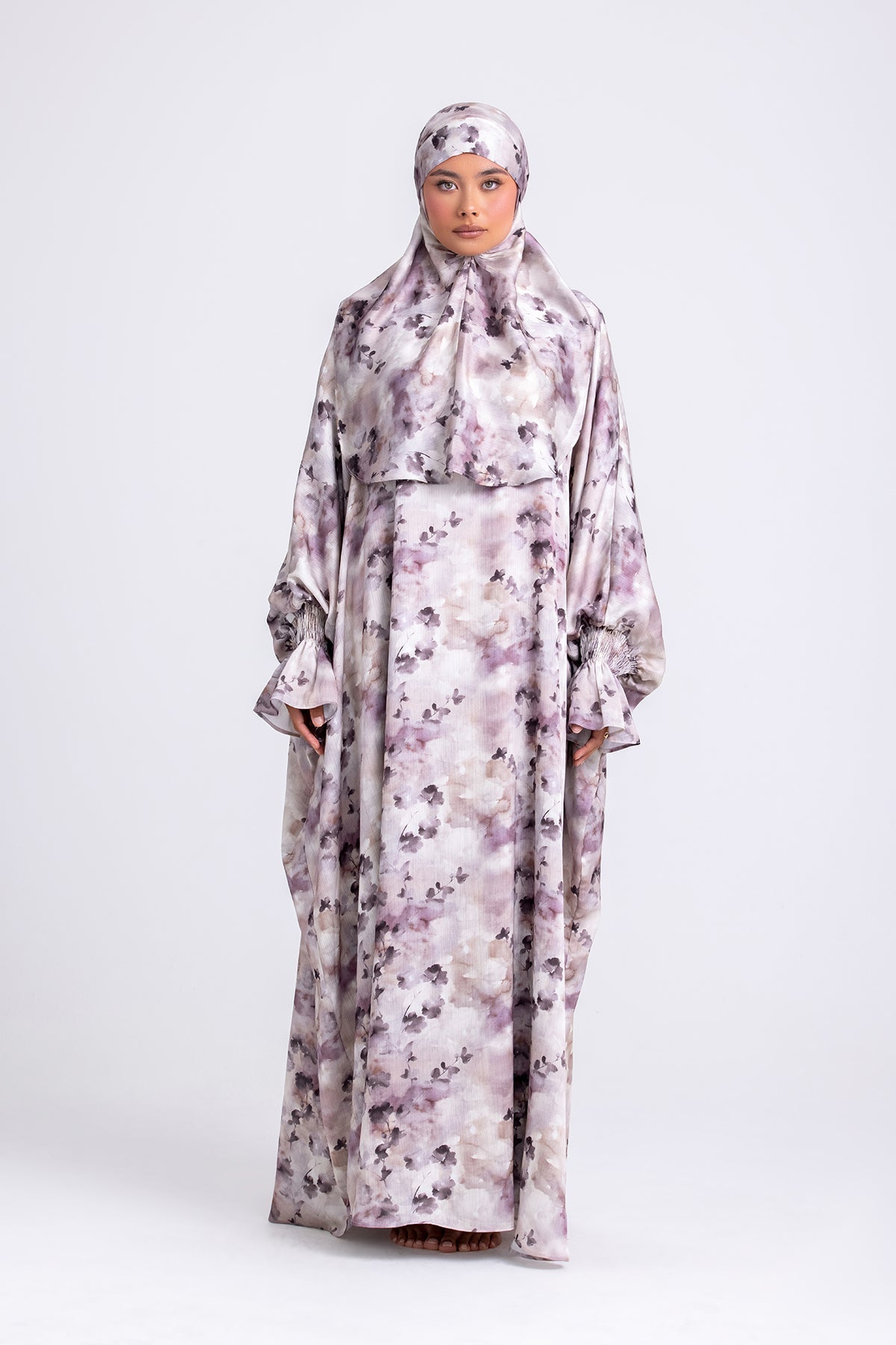 Zaynab Abaya and Matching Hijab Prayer Set- Lilac Paradise