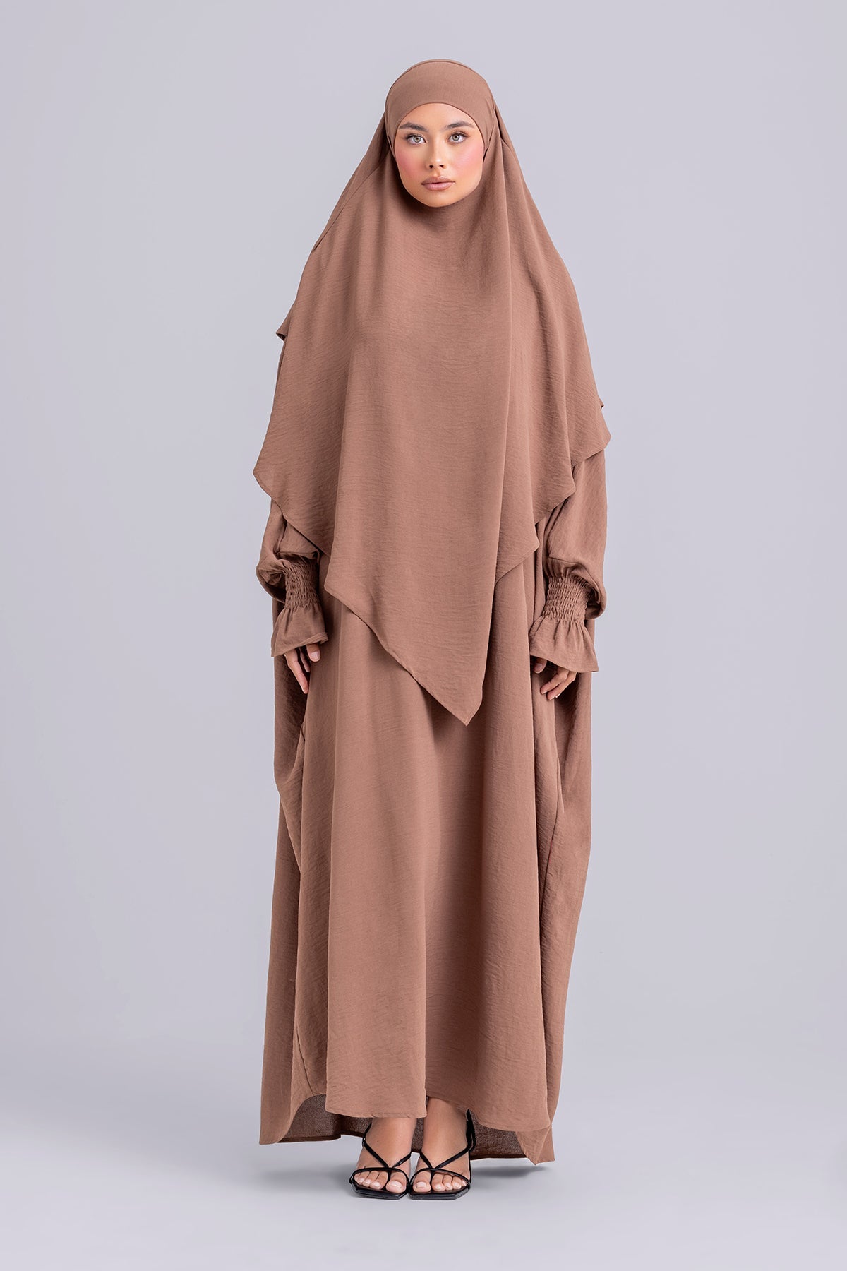 Abir Jilbab and Khimar Matching Set- Caramel