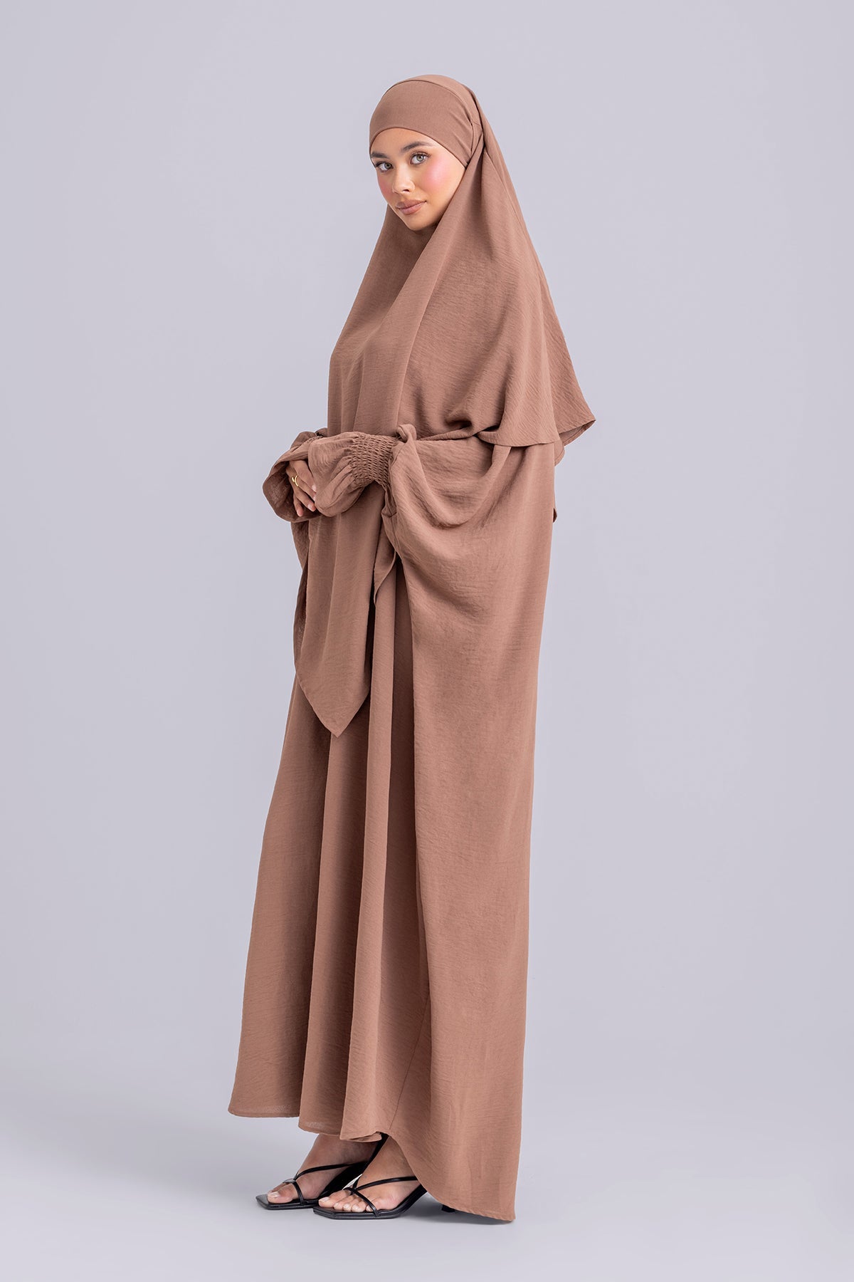 Abir Jilbab and Khimar Matching Set- Caramel