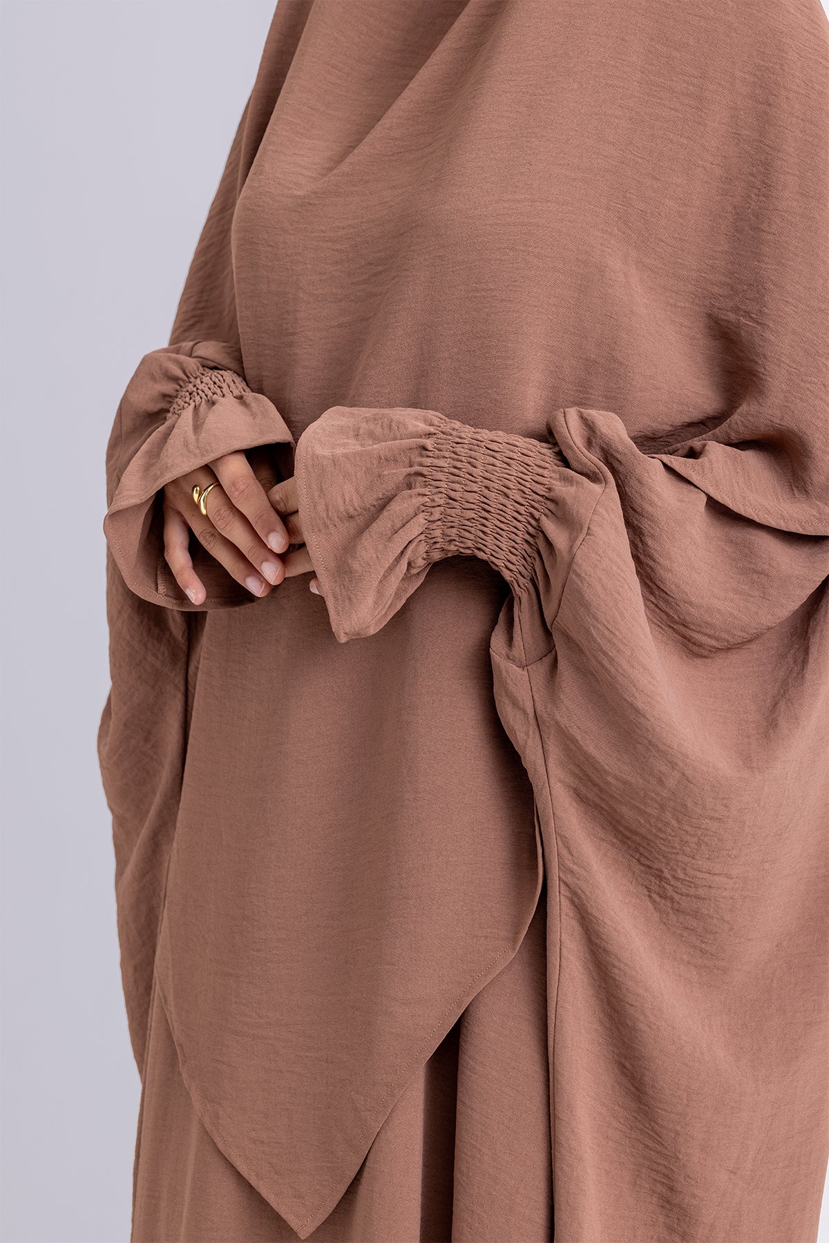 Abir Jilbab and Khimar Matching Set- Caramel