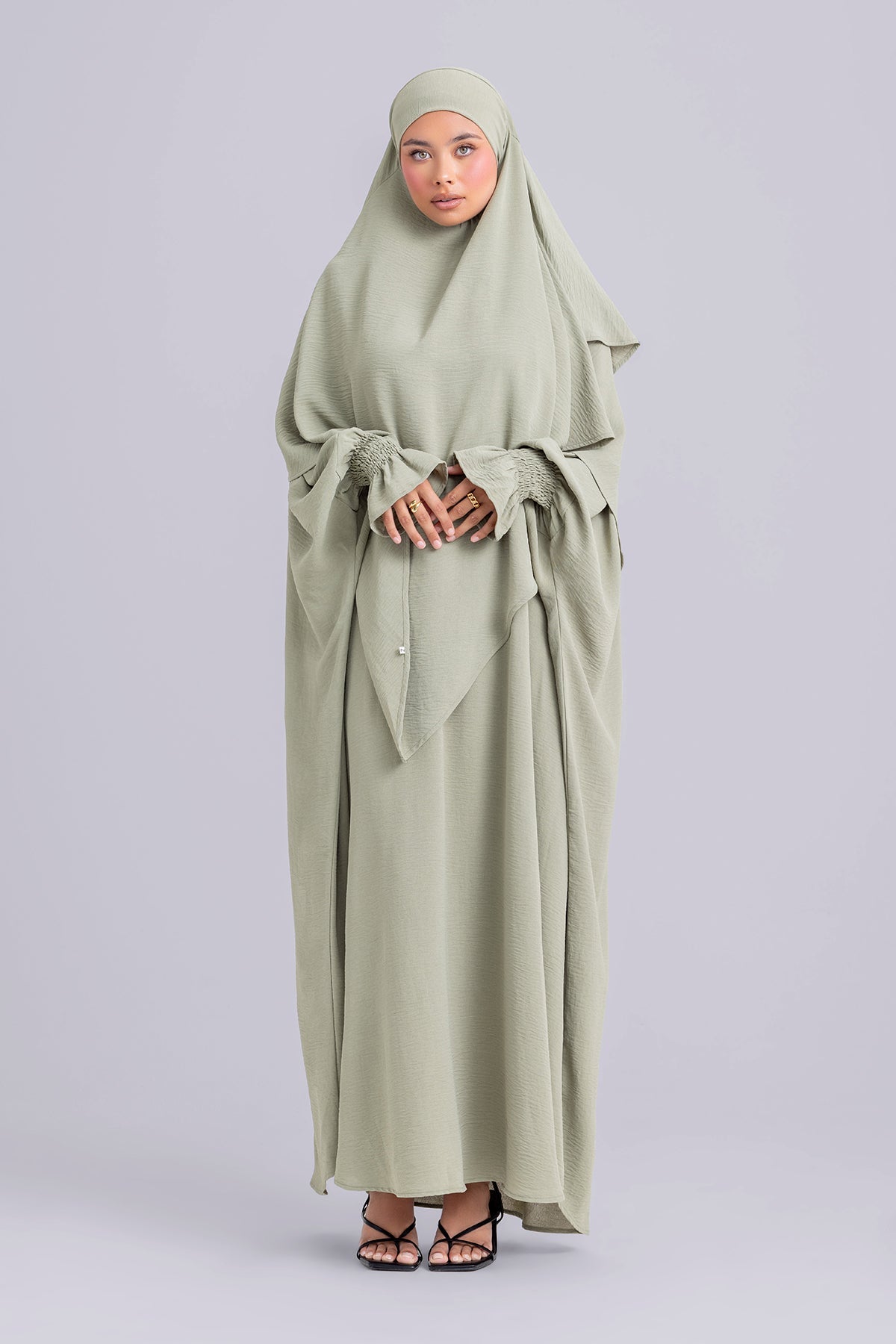 Abir Jilbab and Khimar Matching Set- Sage