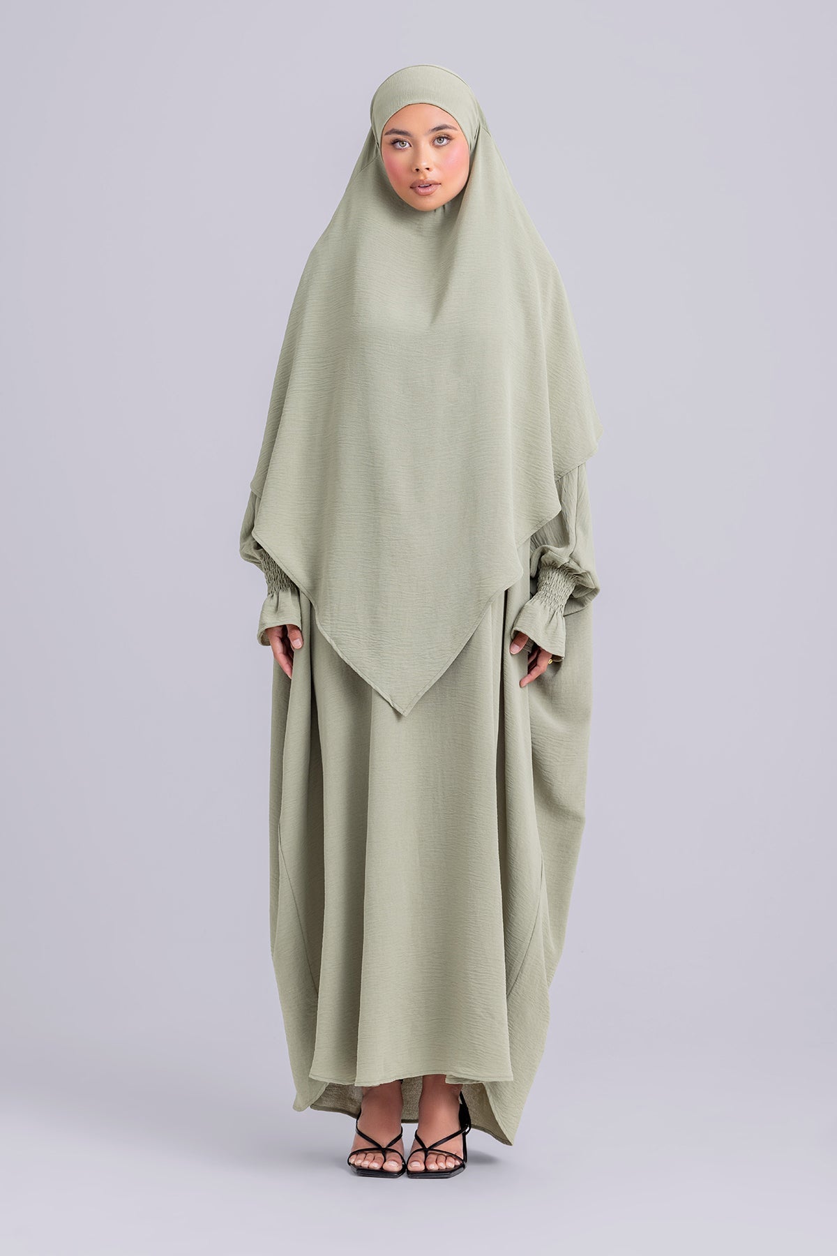 Abir Jilbab and Khimar Matching Set- Sage