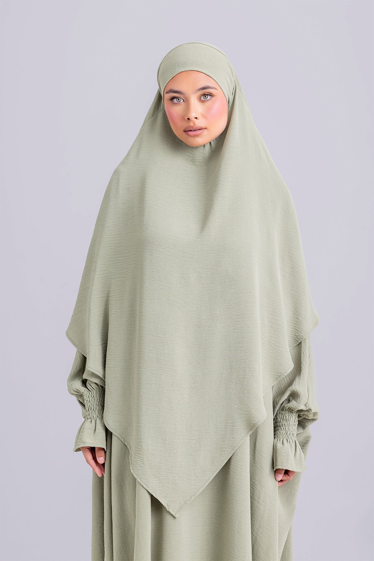 Abir Jilbab and Khimar Matching Set- Sage