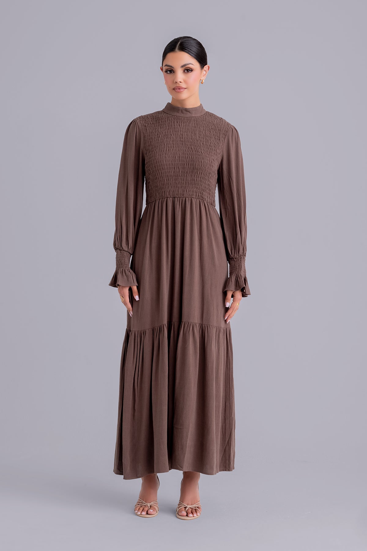 Serena Linen Maxi Dress - Espresso