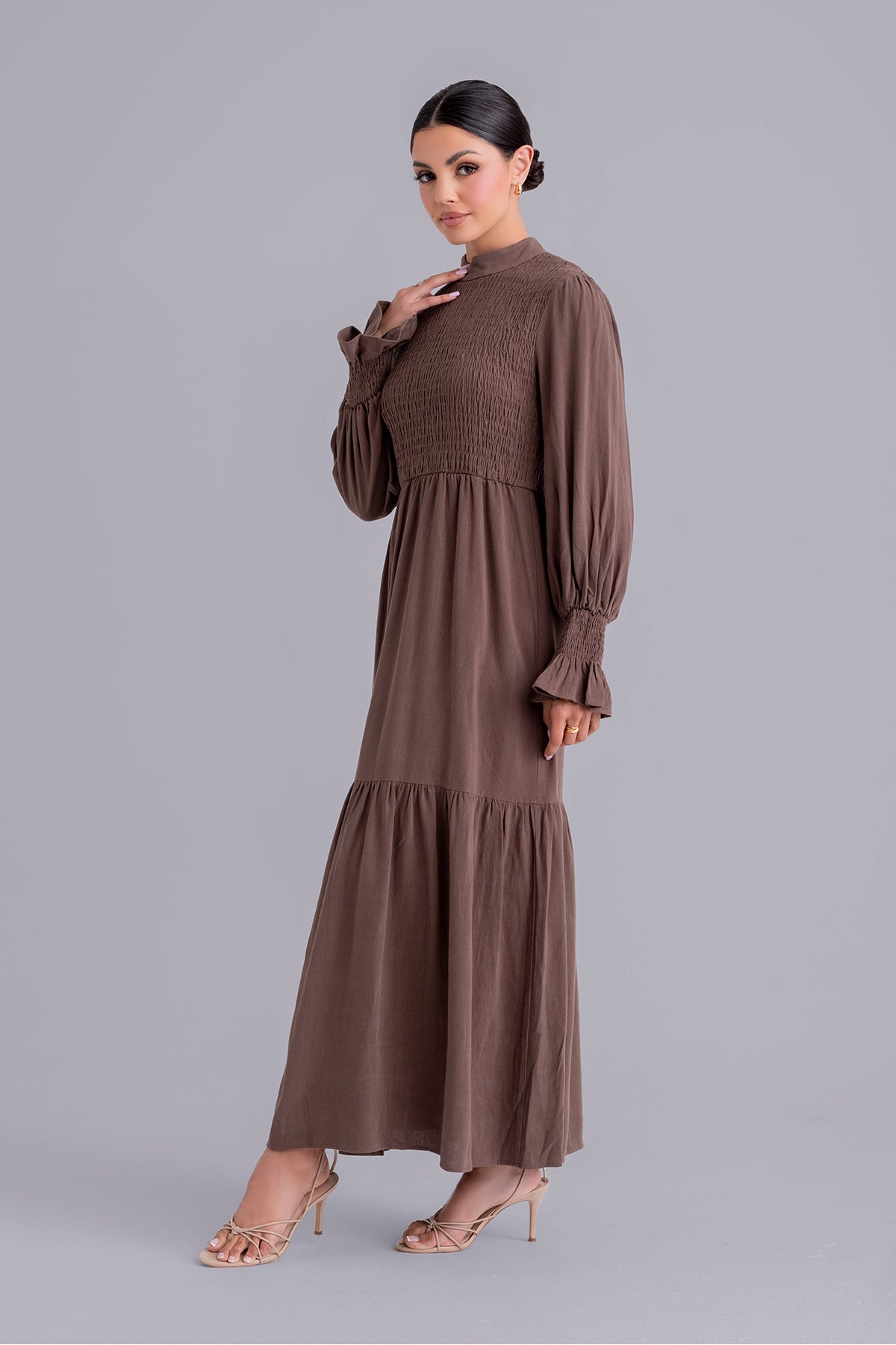 Serena Linen Maxi Dress - Espresso