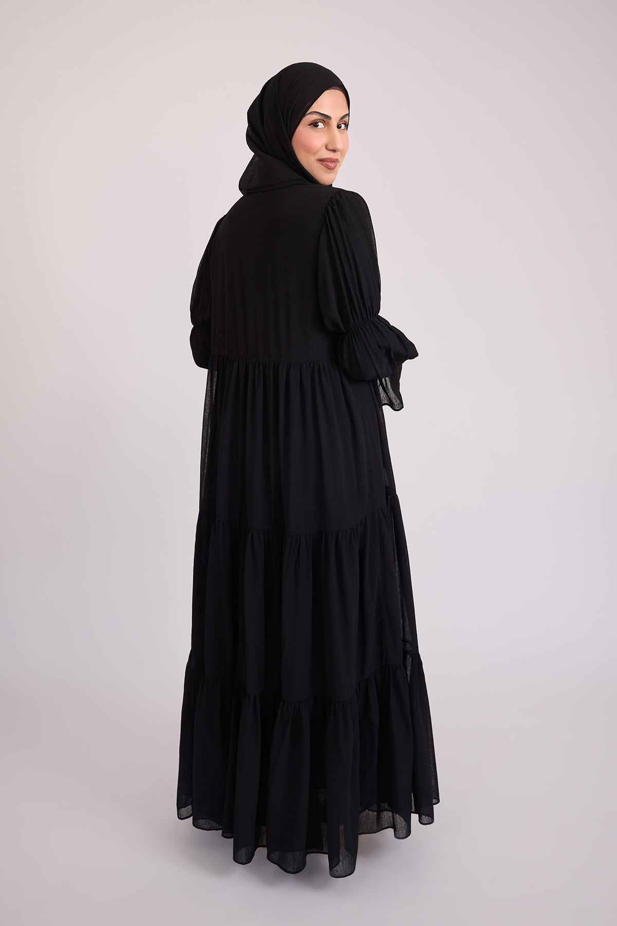 Bohemian Abaya Set - Black