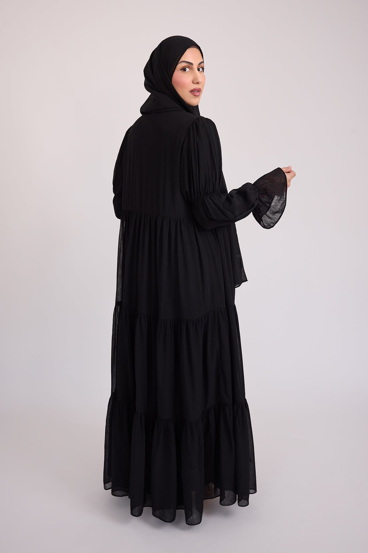 Bohemian Abaya Set - Black