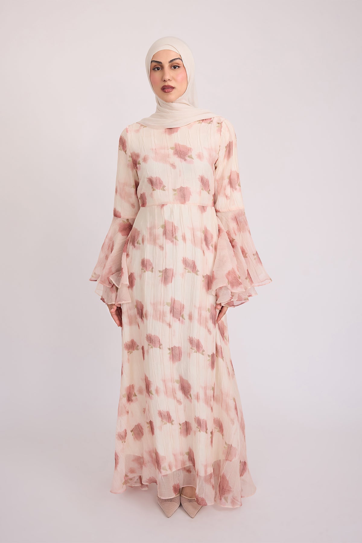 Vivienne Large Ruffle Sleeve Dress - Terra Rose