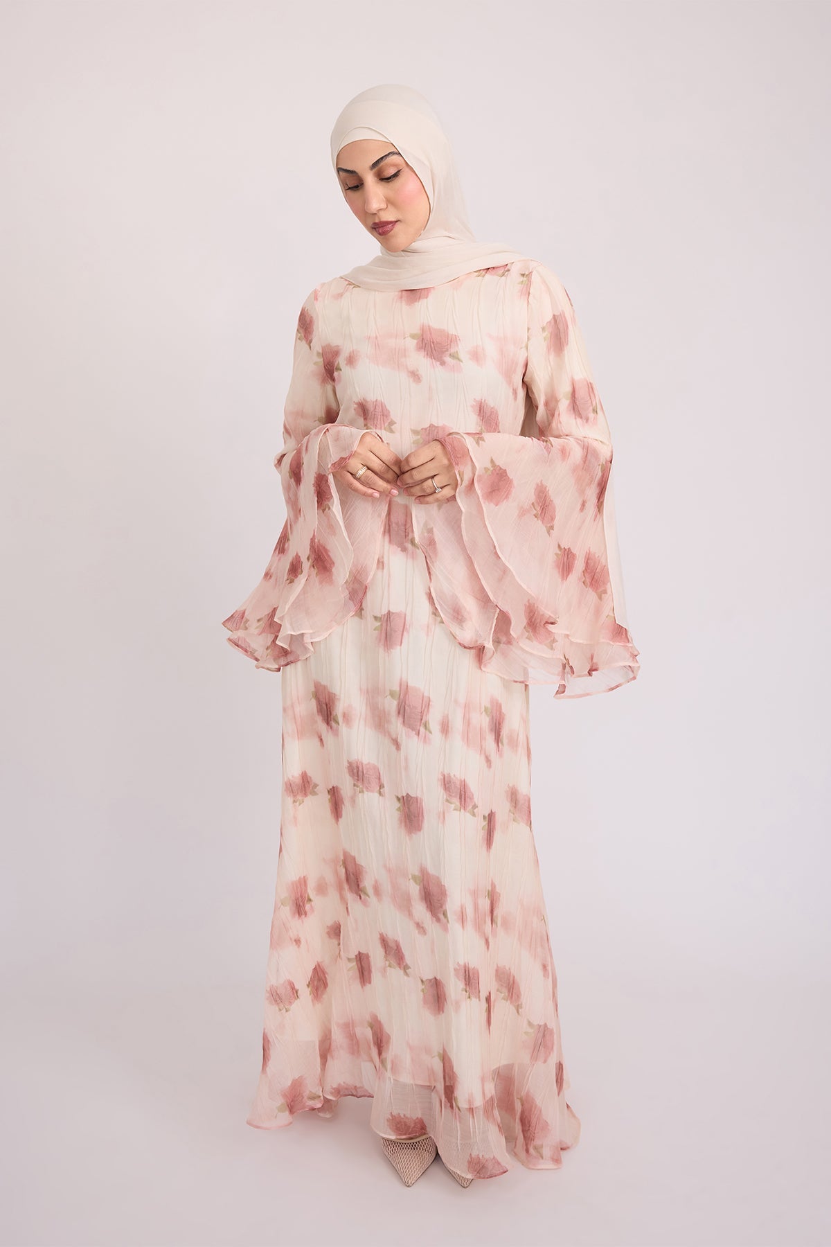 Vivienne Large Ruffle Sleeve Dress - Terra Rose