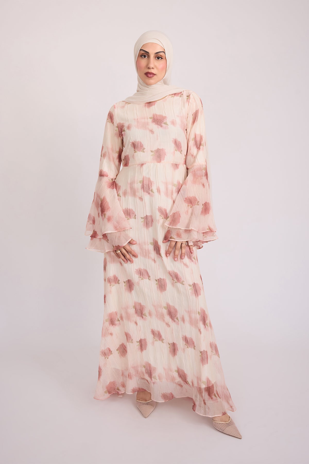 Vivienne Large Ruffle Sleeve Dress - Terra Rose