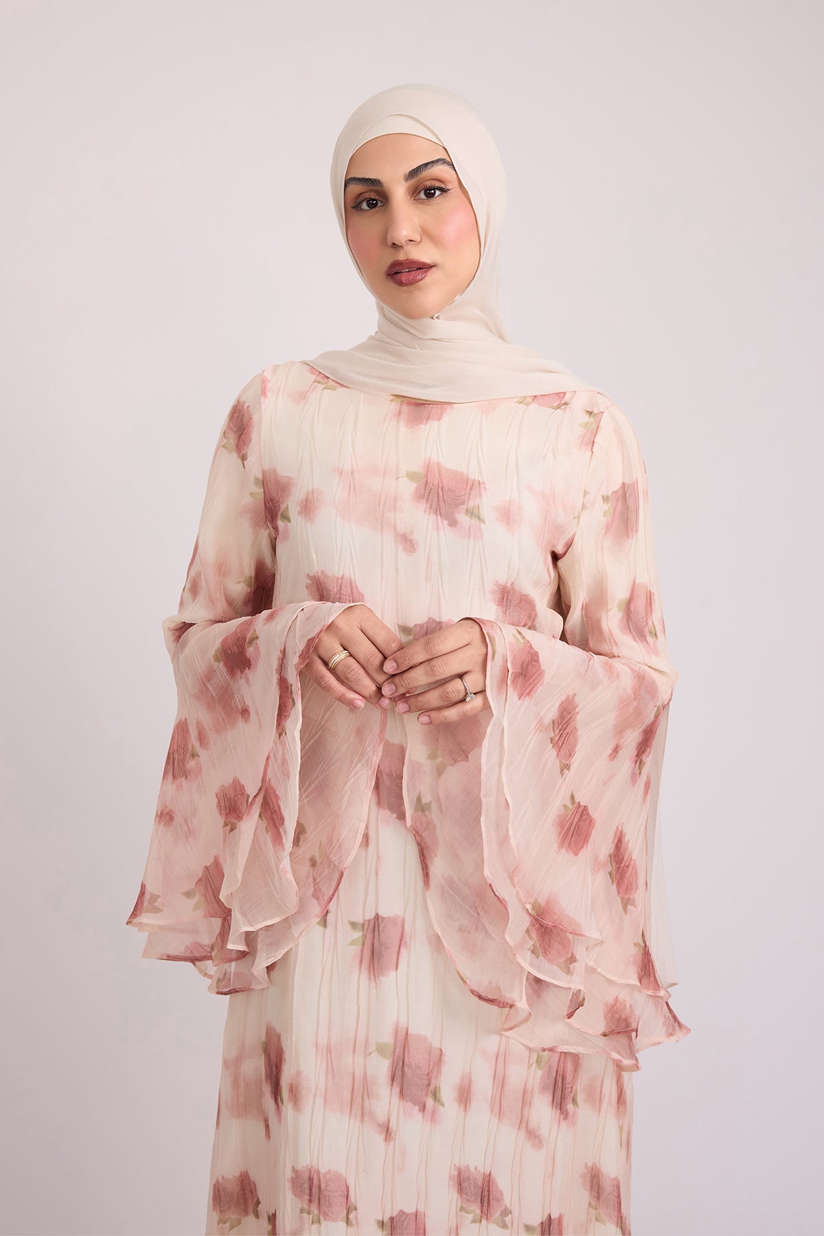 Vivienne Large Ruffle Sleeve Dress - Terra Rose