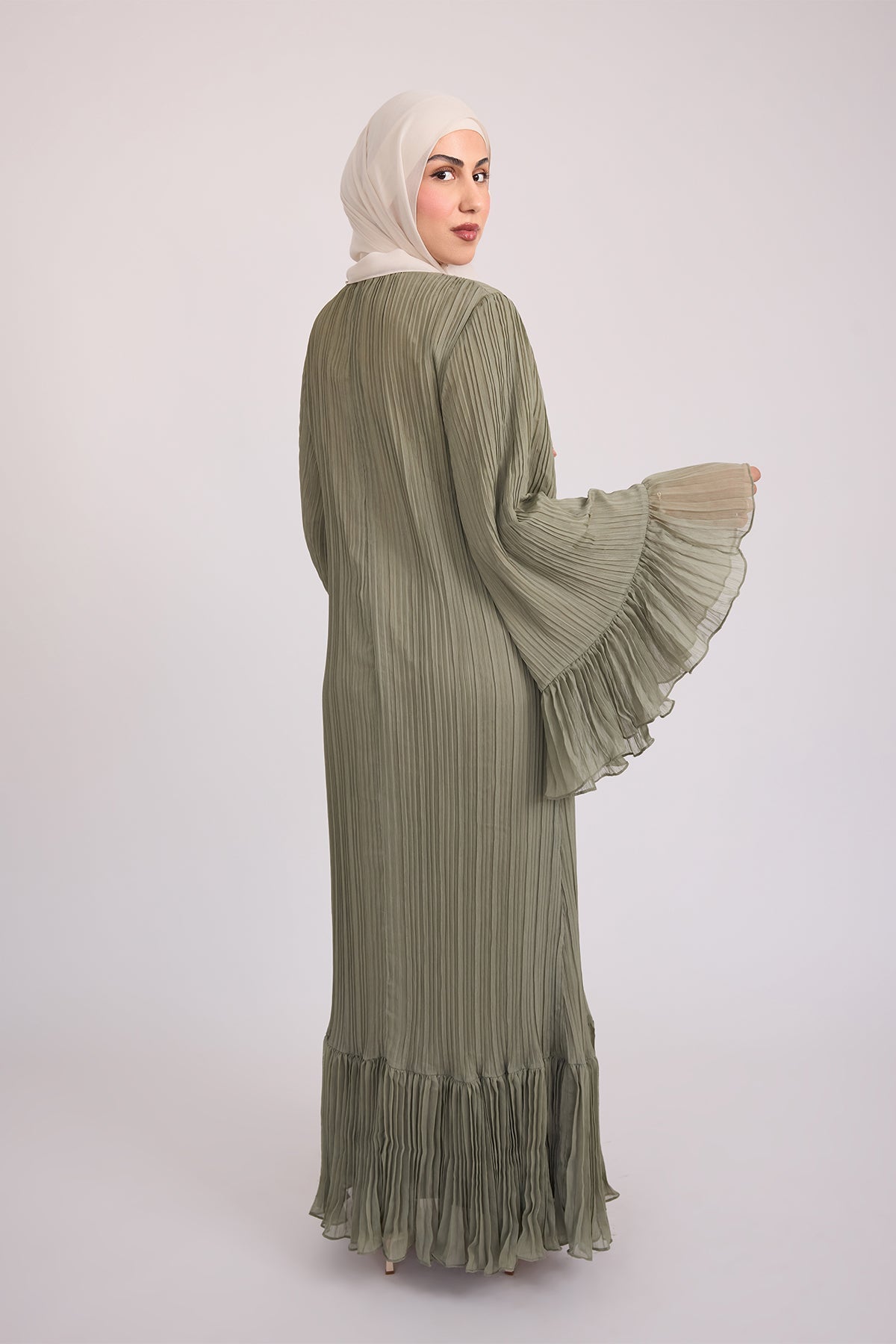 Camille Pleated Maxi Dres - Olive