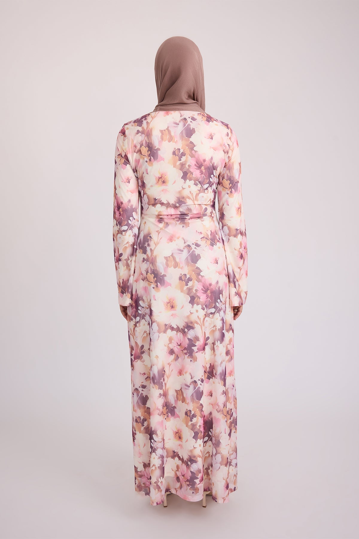 Tatiana Synched Satin Maxi Bell Sleeve - Floral Garden