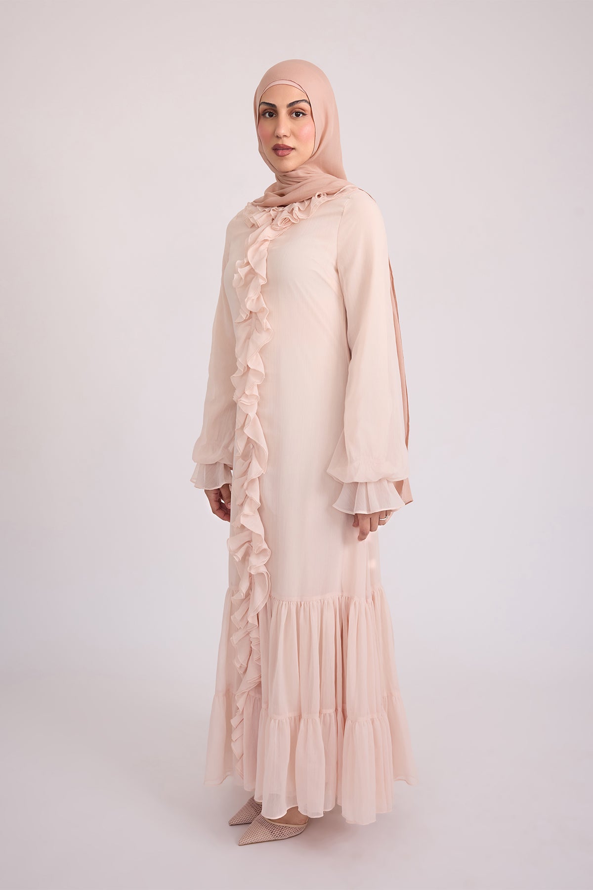 Mira Ruffle Sleeve Maxi Dress - Rose