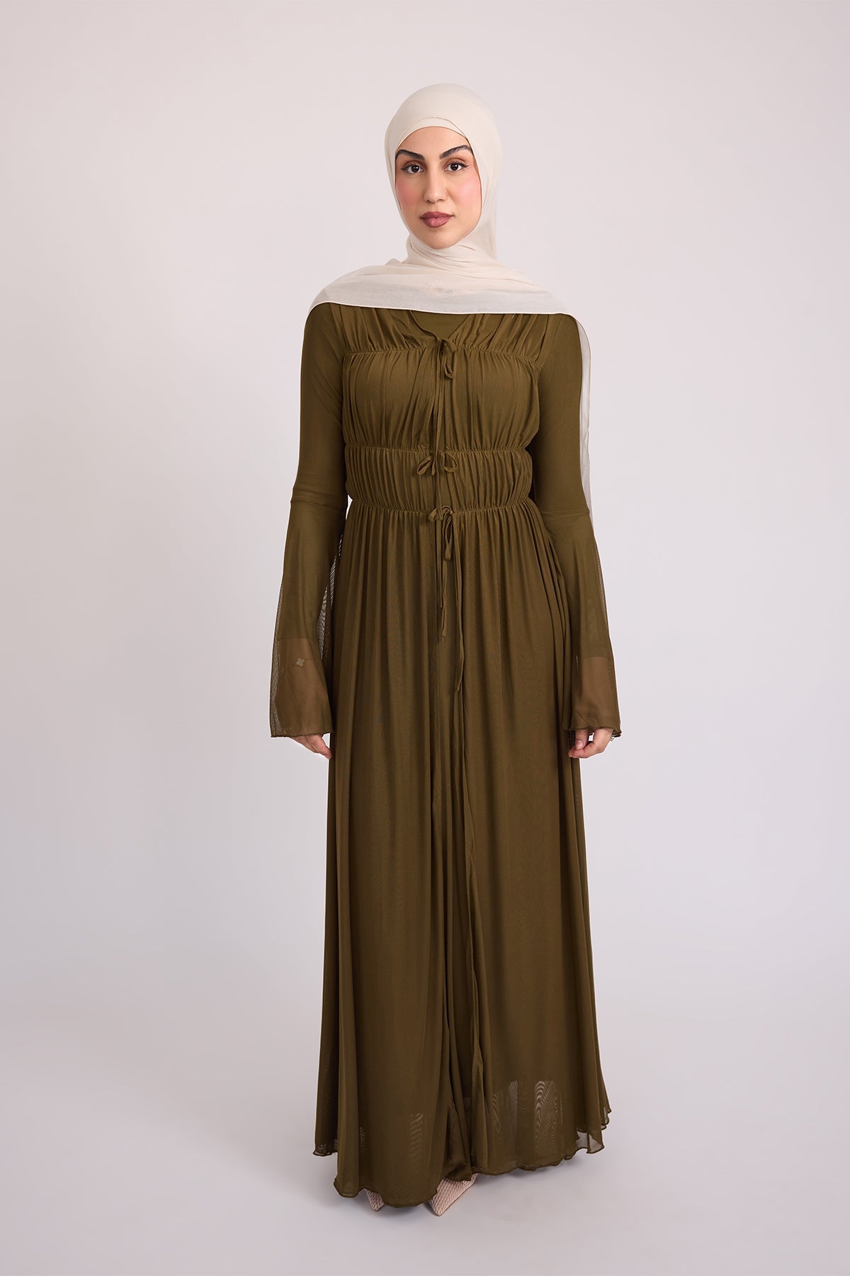 Hanadi Mesh Maxi Dress - Olive