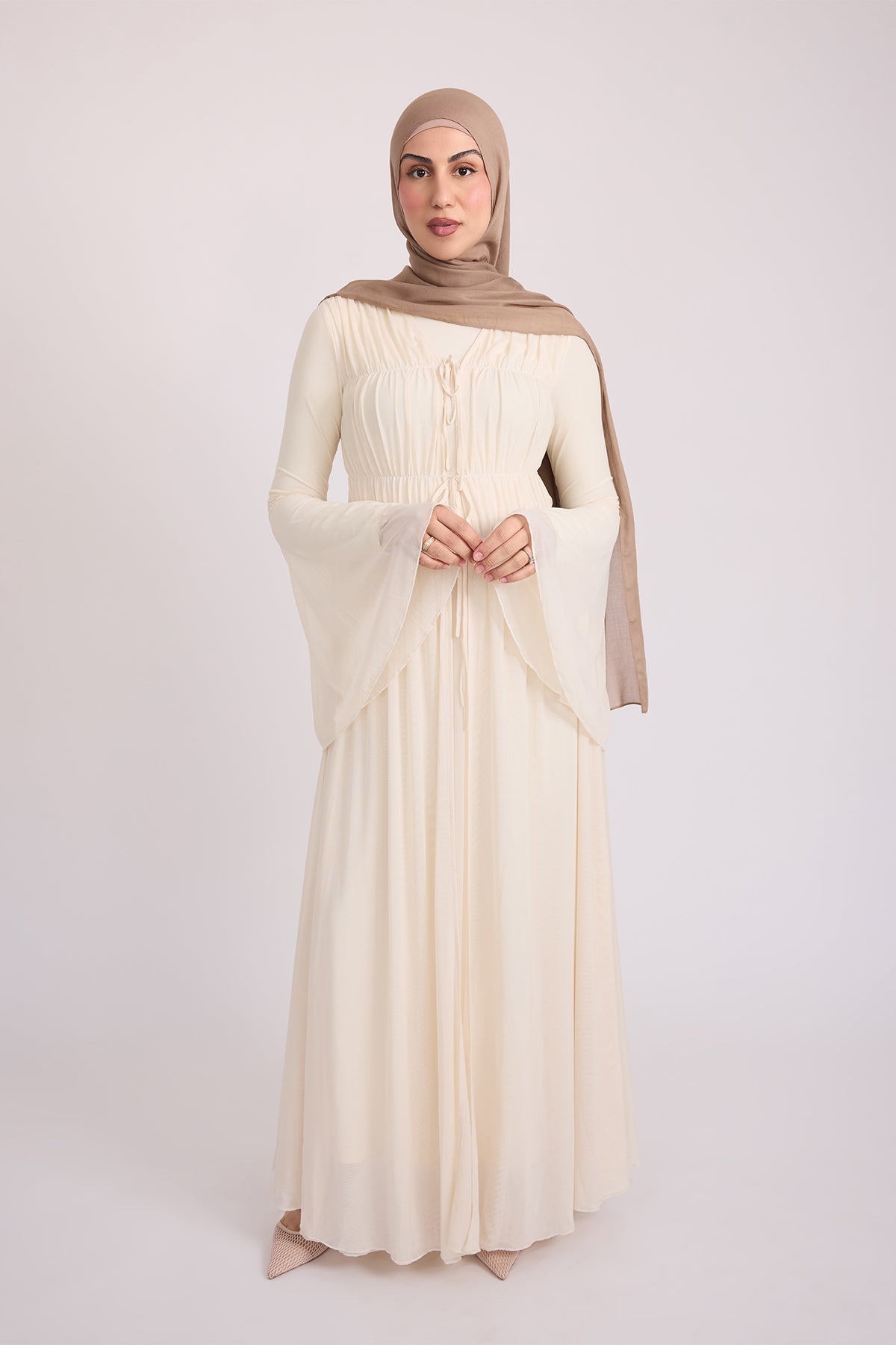 Hanadi Mesh Maxi Dress - Cream