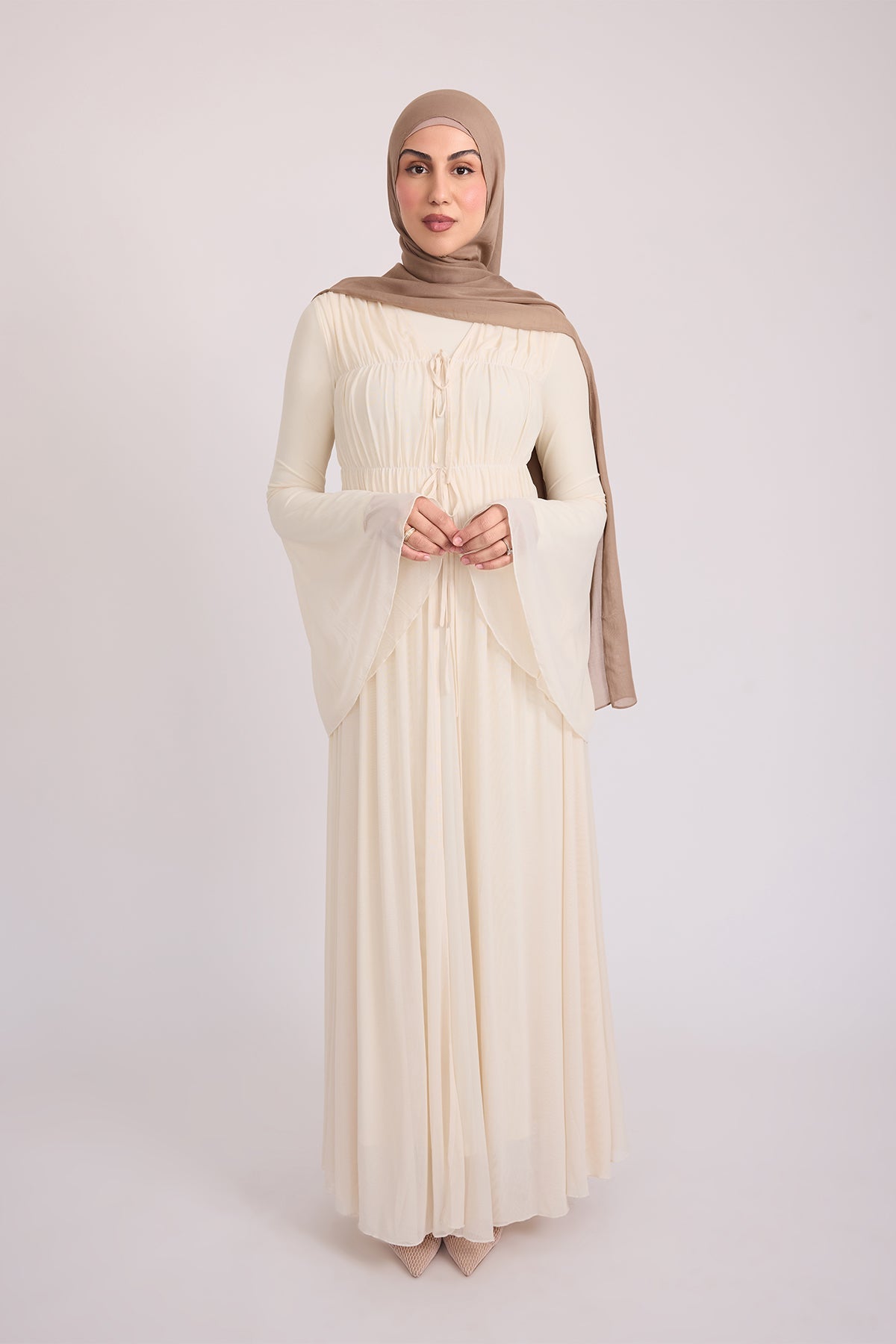 Hanadi Mesh Maxi Dress - Cream