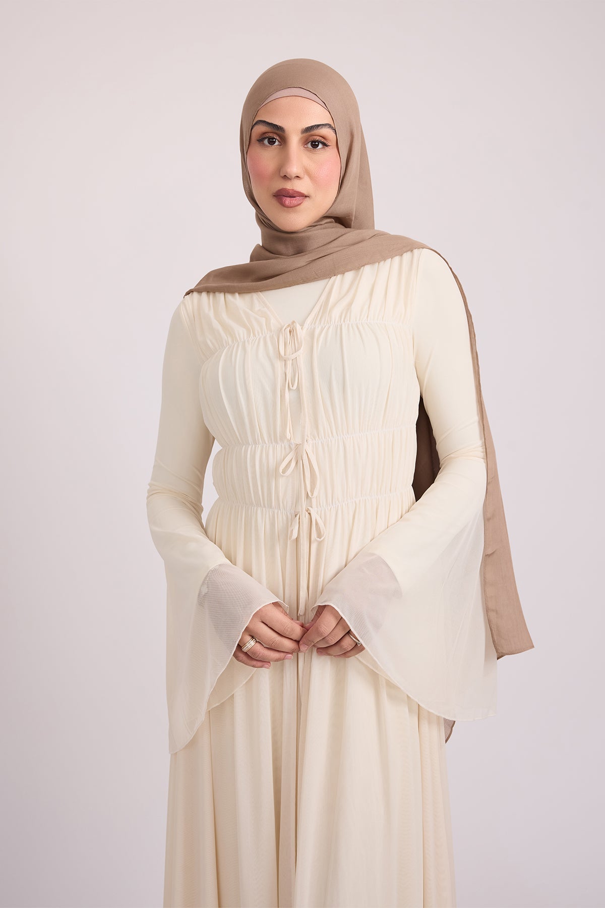 Hanadi Mesh Maxi Dress - Cream