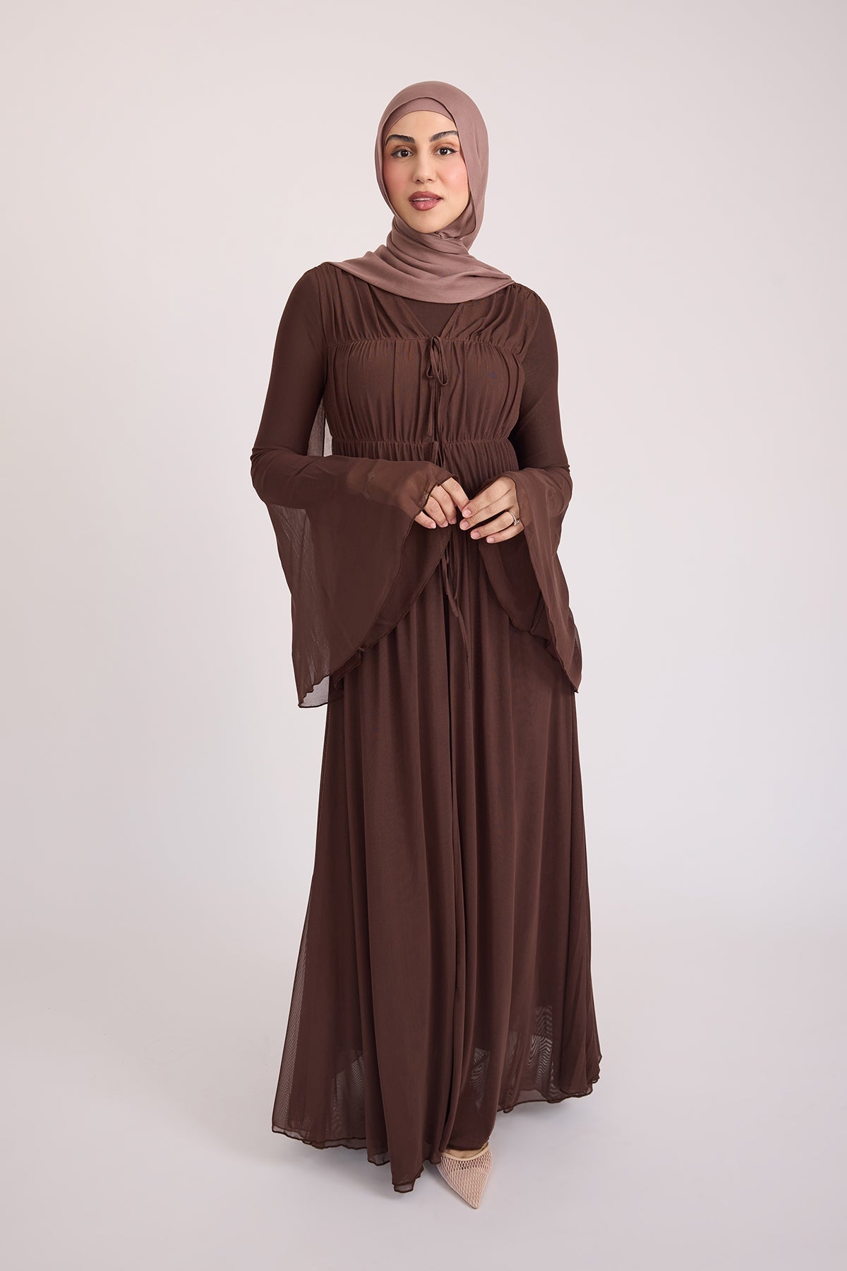 Hanadi Mesh Maxi Dress - Brown