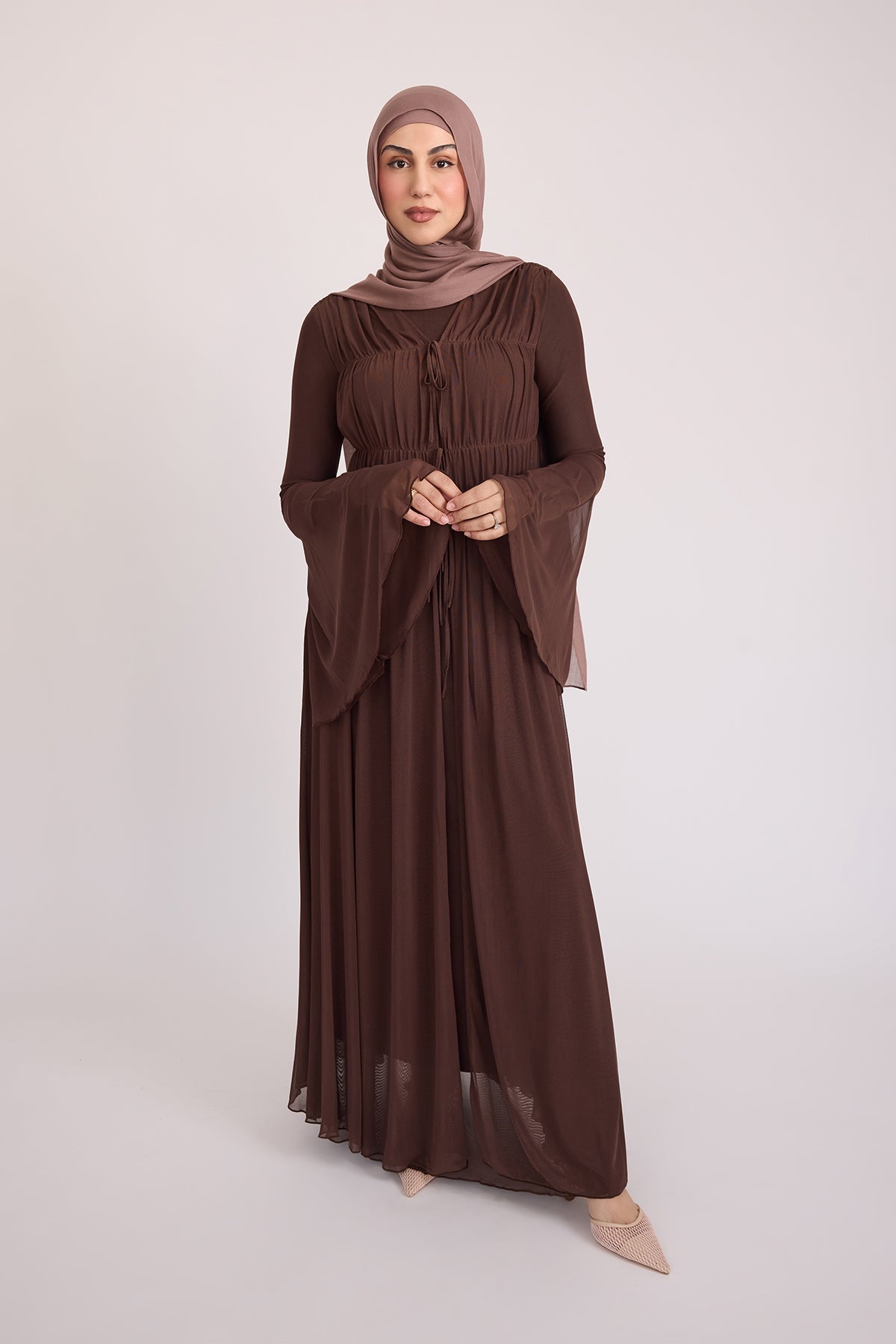 Hanadi Mesh Maxi Dress - Brown