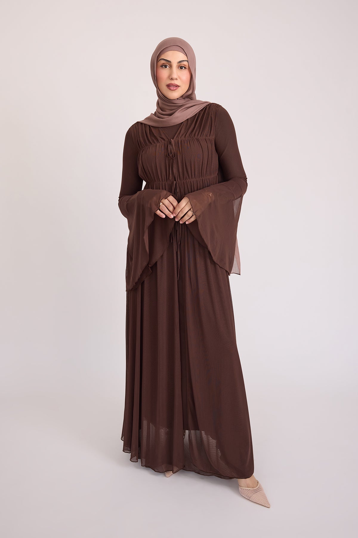 Hanadi Mesh Maxi Dress - Brown