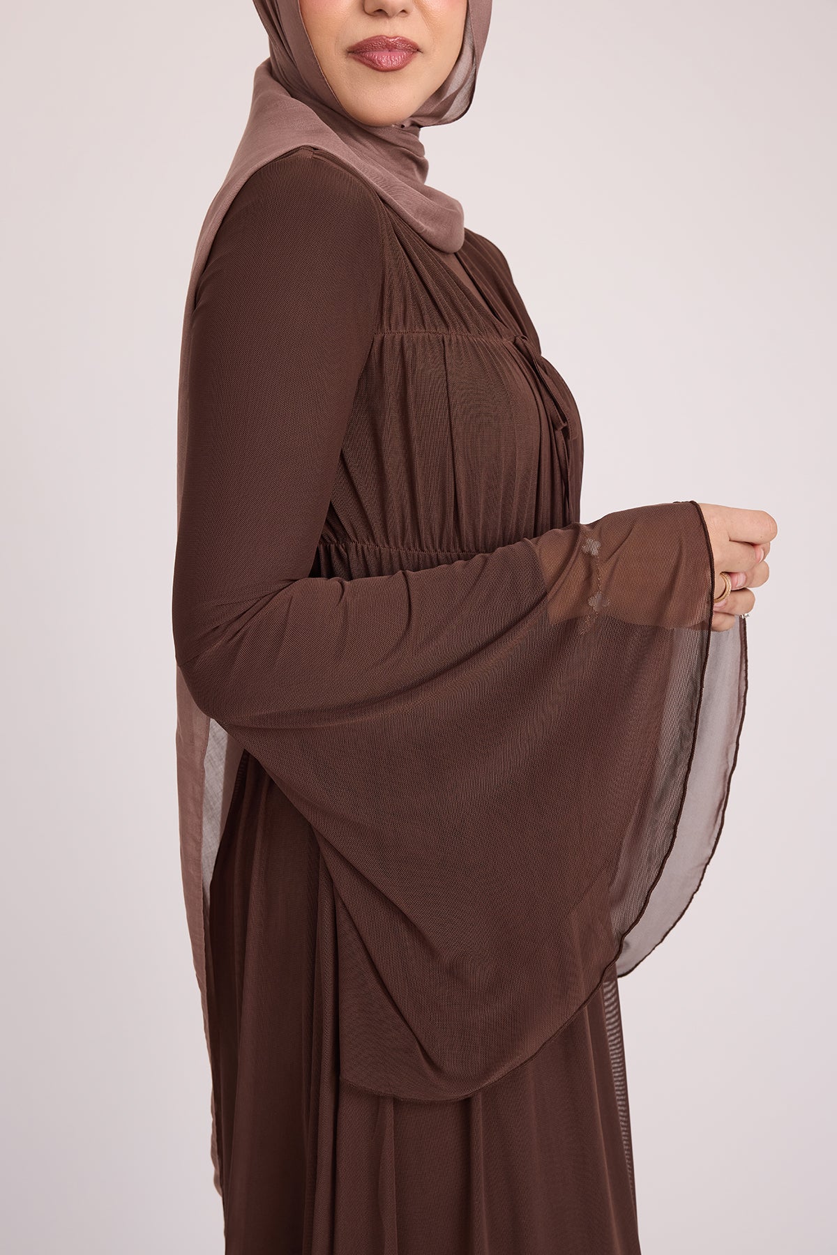 Hanadi Mesh Maxi Dress - Brown