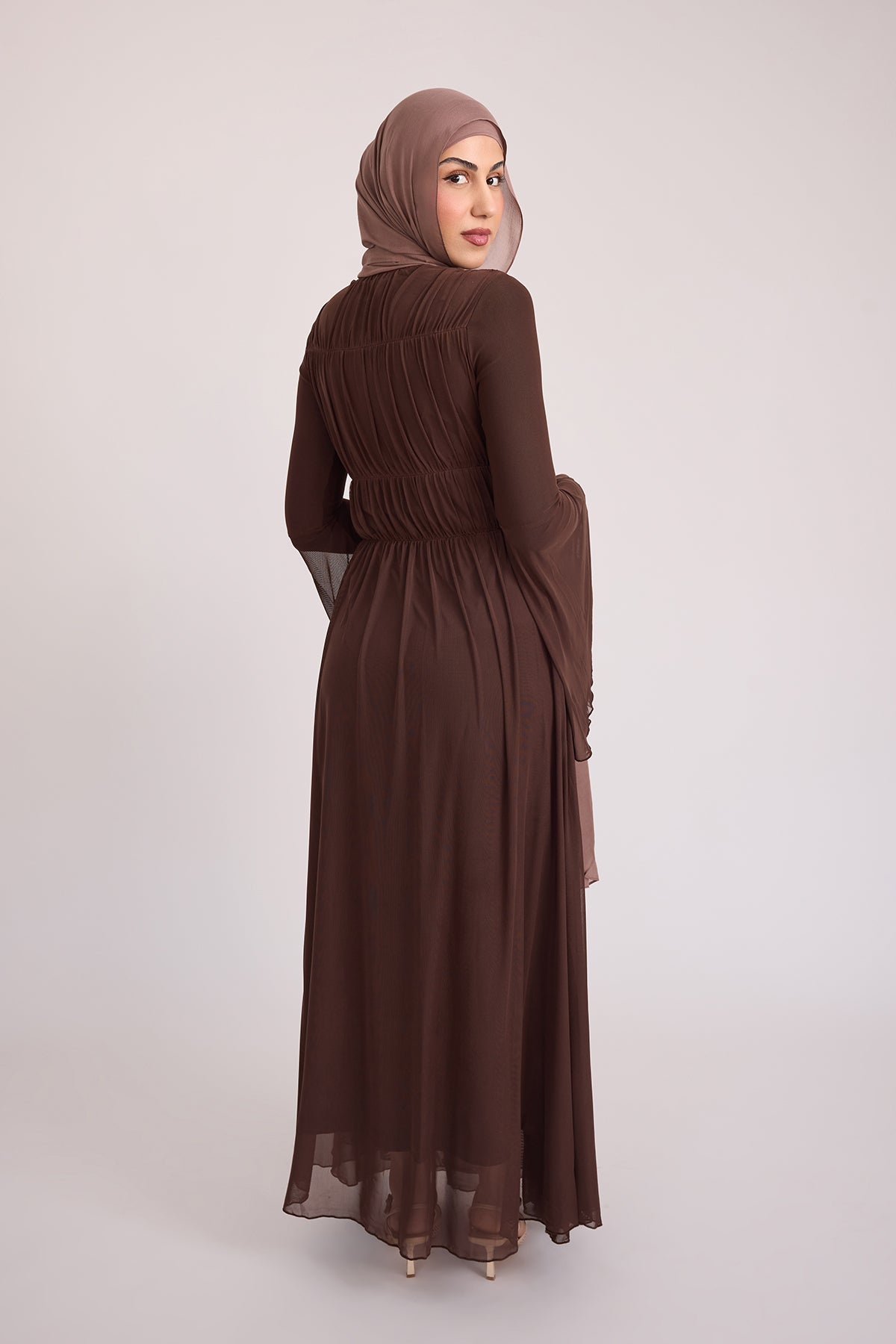 Hanadi Mesh Maxi Dress - Brown