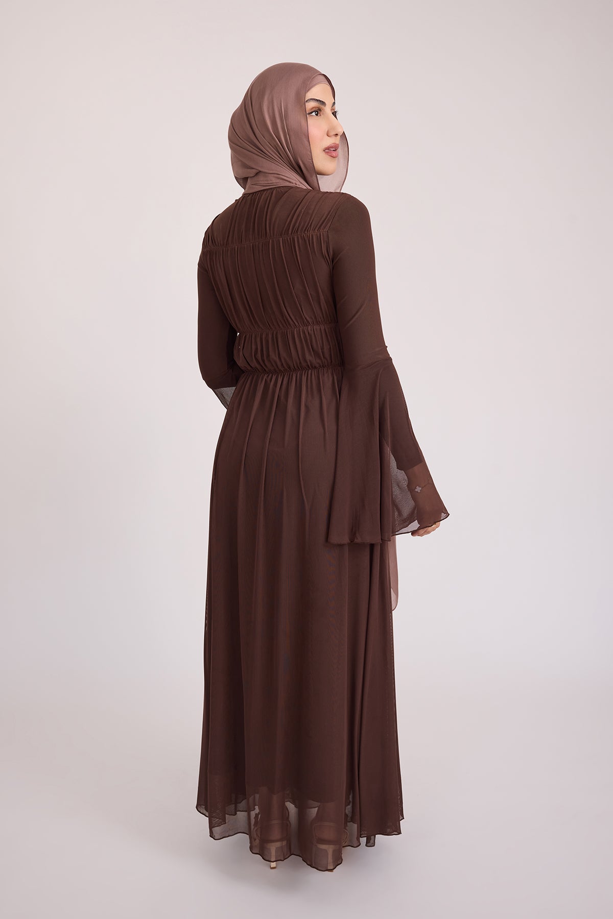 Hanadi Mesh Maxi Dress - Brown