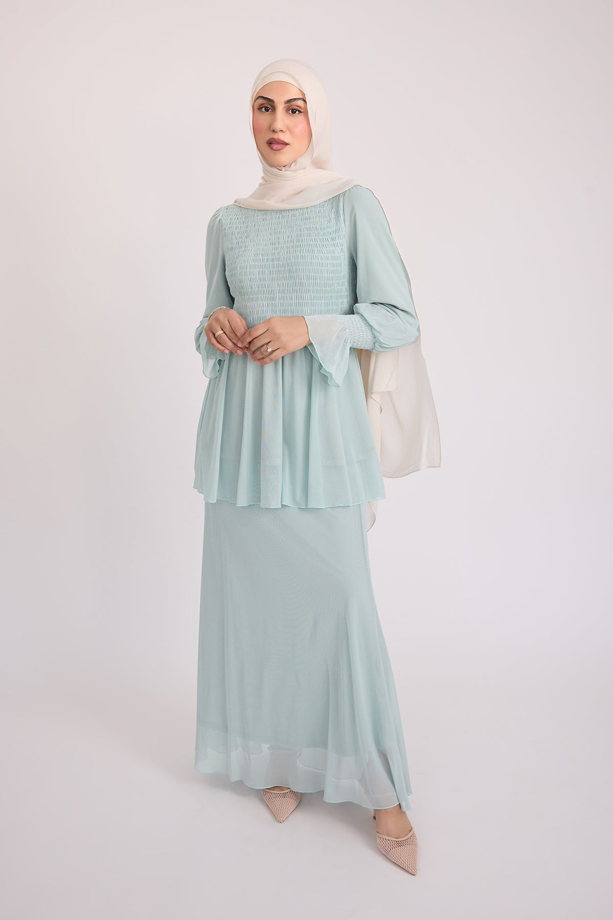 Krina Top and Skirt - Sage Blue